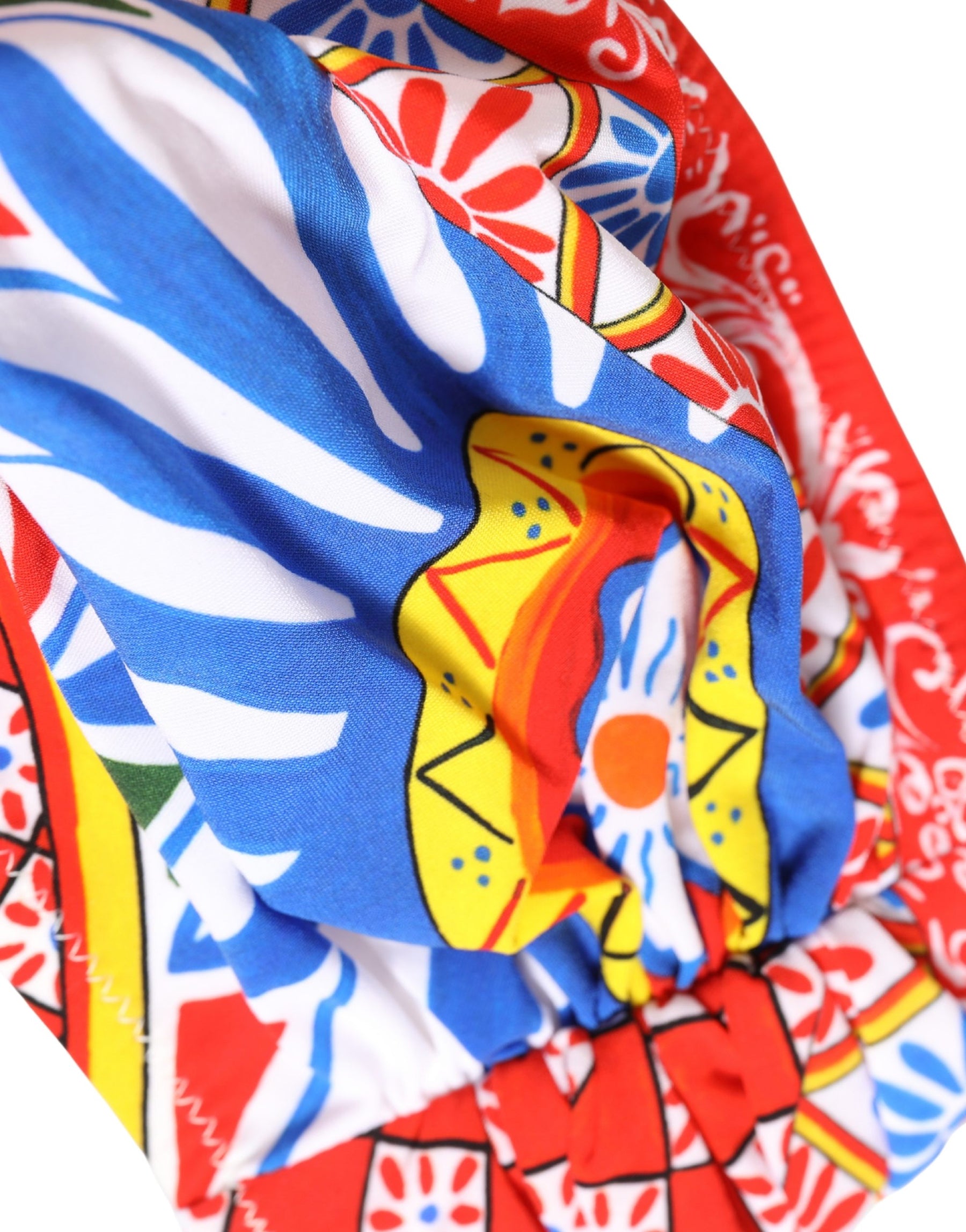 Dolce & Gabbana Multicolor Carretto Bandeau Swimsuit Top Swimwear | Regal Royce