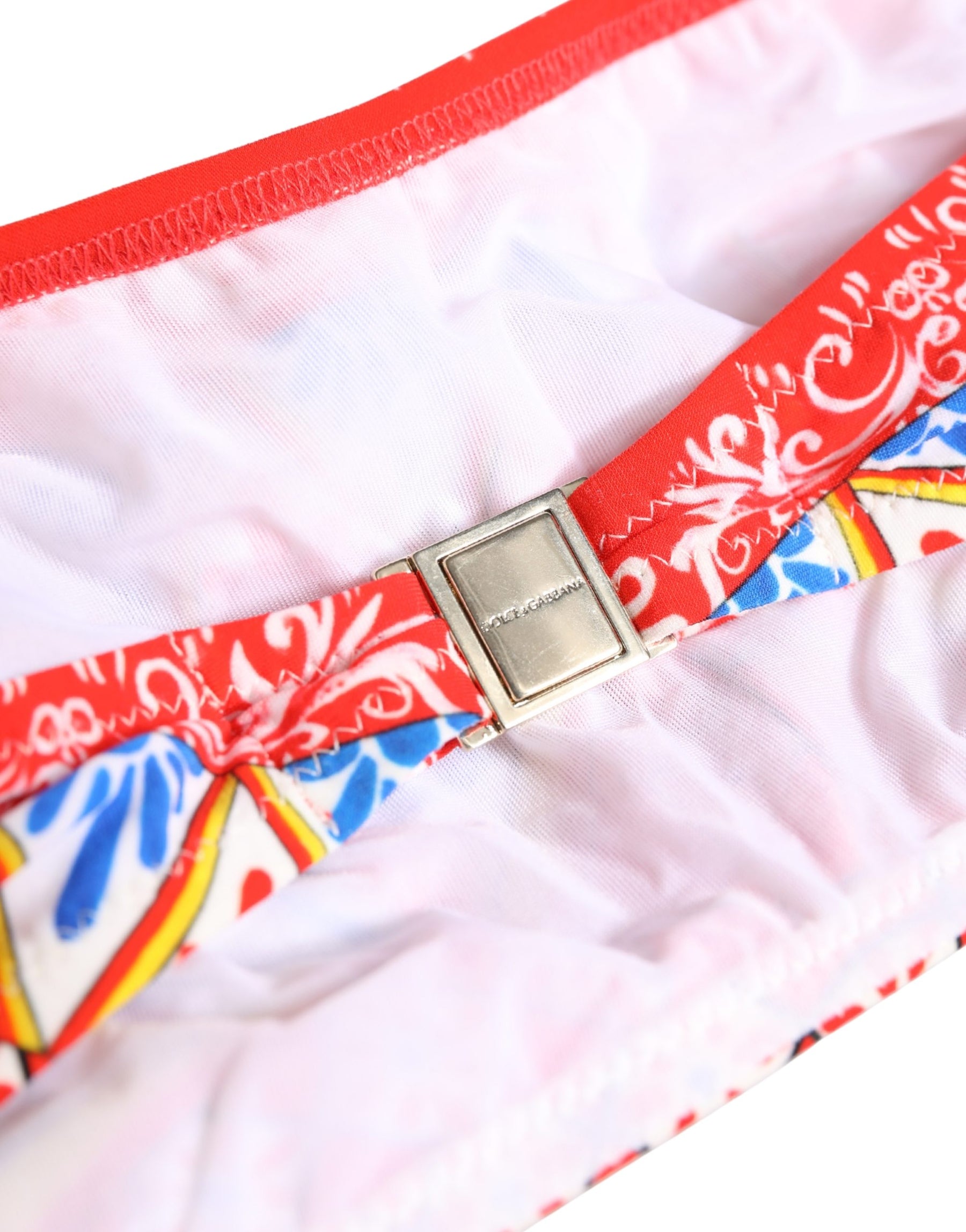 Dolce & Gabbana Multicolor Carretto Bandeau Swimsuit Top Swimwear | Regal Royce
