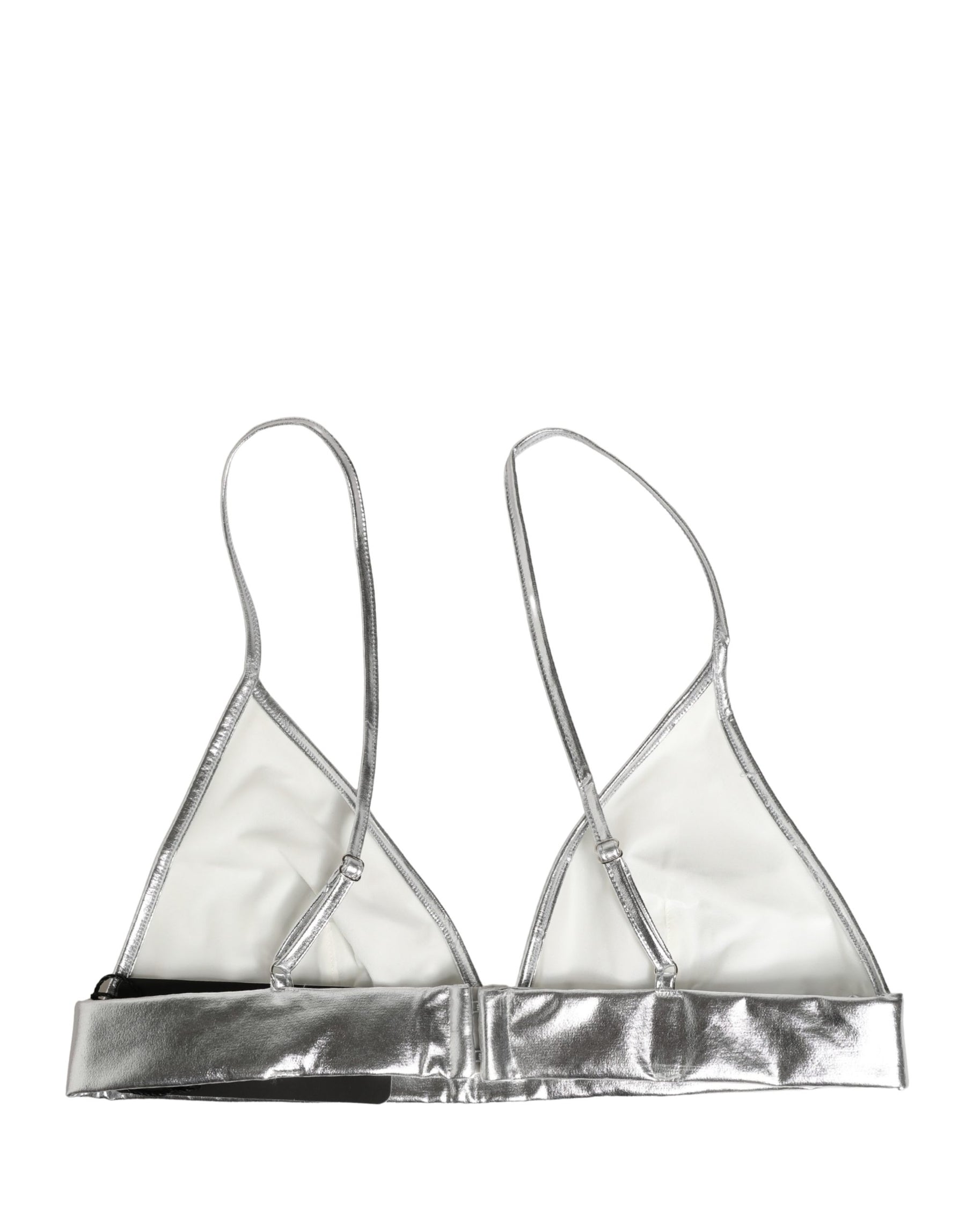 Dolce & Gabbana Metallic Silver Sleeveless Bustier Cropped Top | Regal Royce