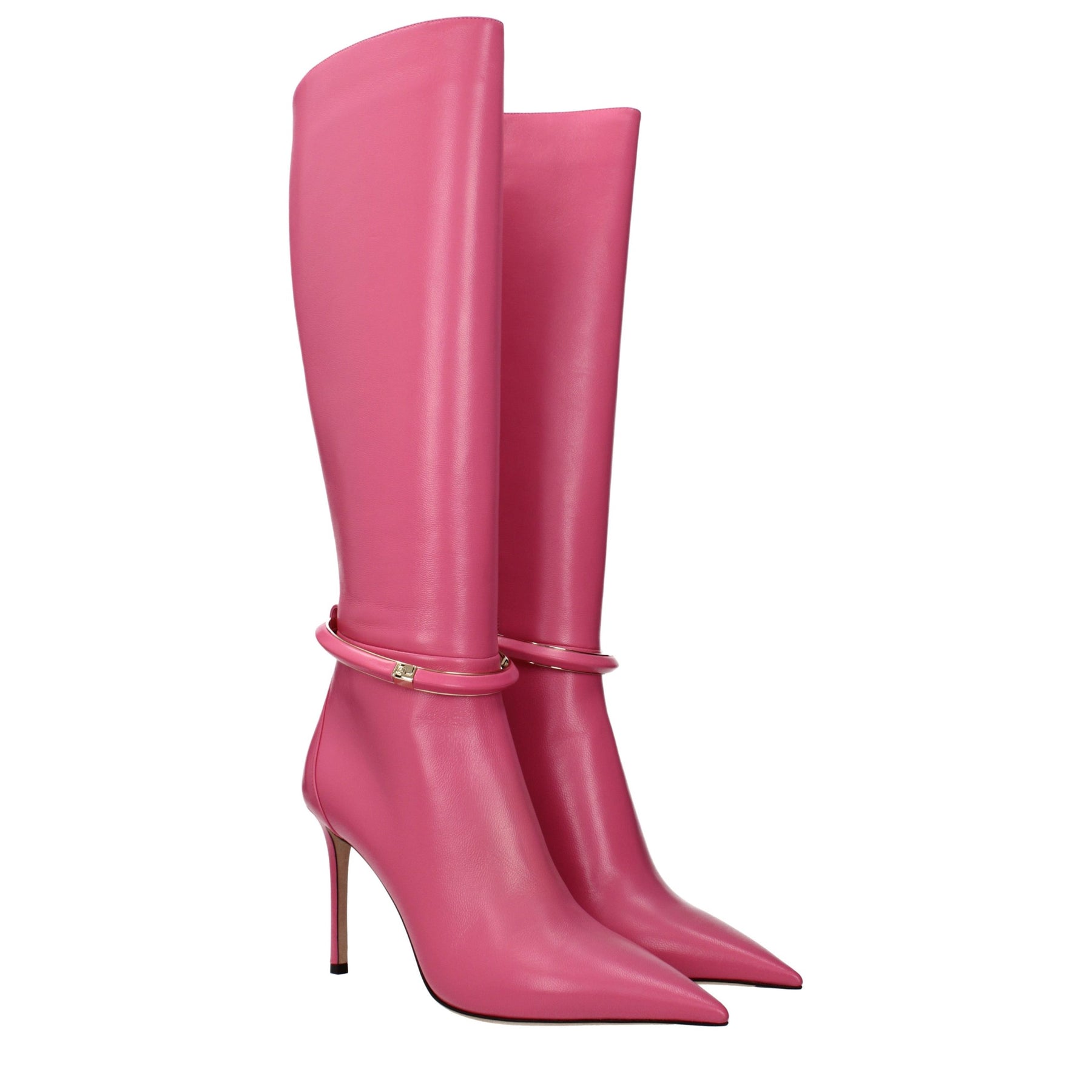 Jimmy Choo Pink Leather High Heel Boots | Regal Royce