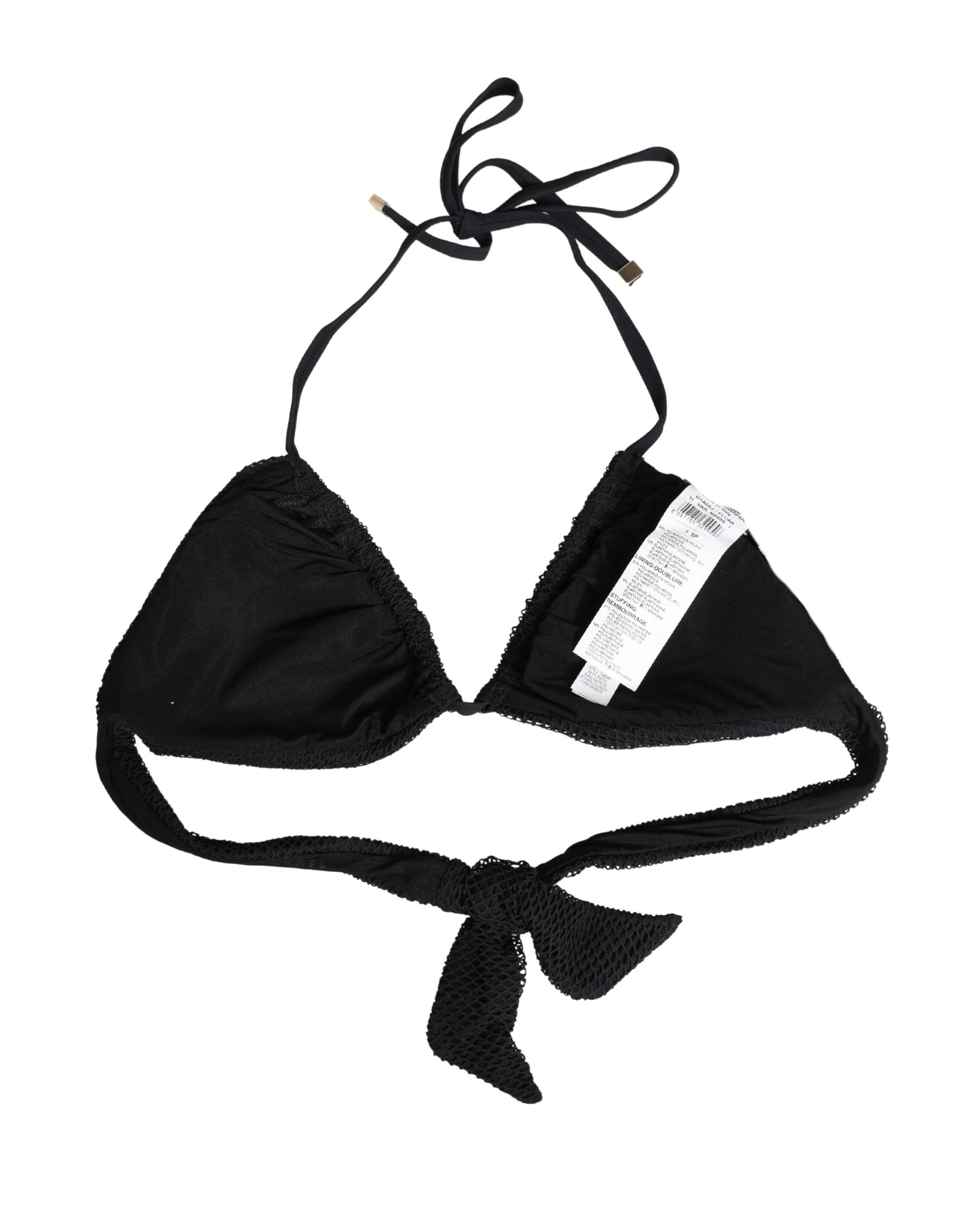 Dolce & Gabbana Black Padded Triangle Halter Bikini Top Swimwear | Regal Royce