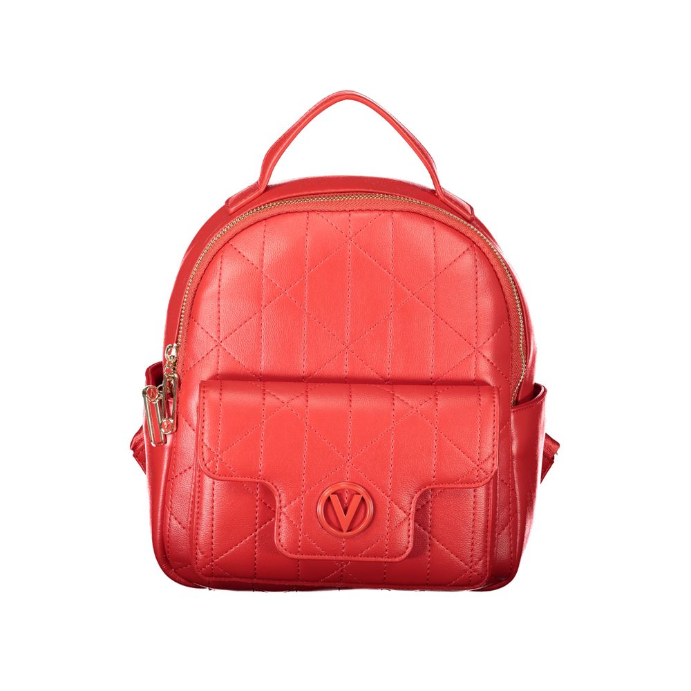 Mario Valentino Rosso Polyurethane Women's Backpack with External Pockets | Regal Royce