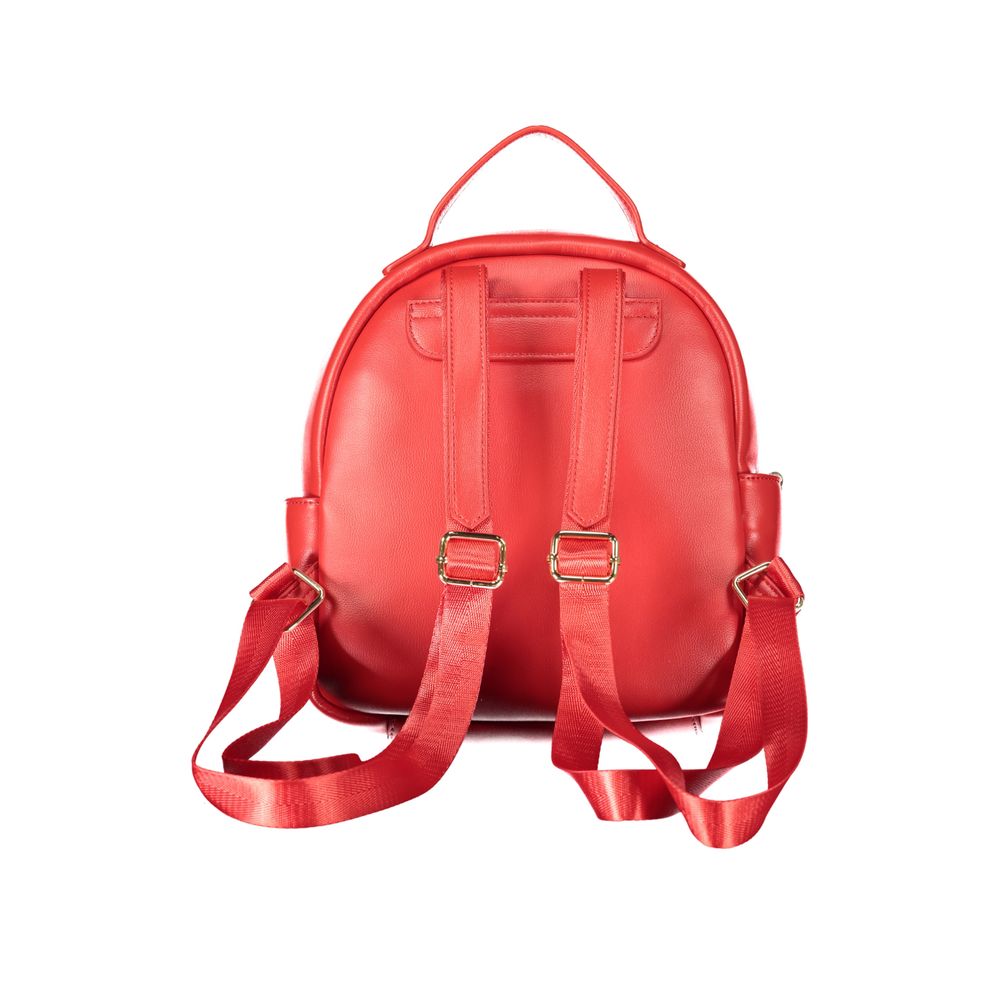 Mario Valentino Rosso Polyurethane Women's Backpack with External Pockets | Regal Royce
