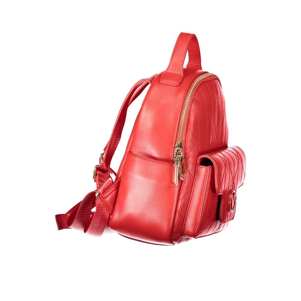 Mario Valentino Rosso Polyurethane Women's Backpack with External Pockets | Regal Royce