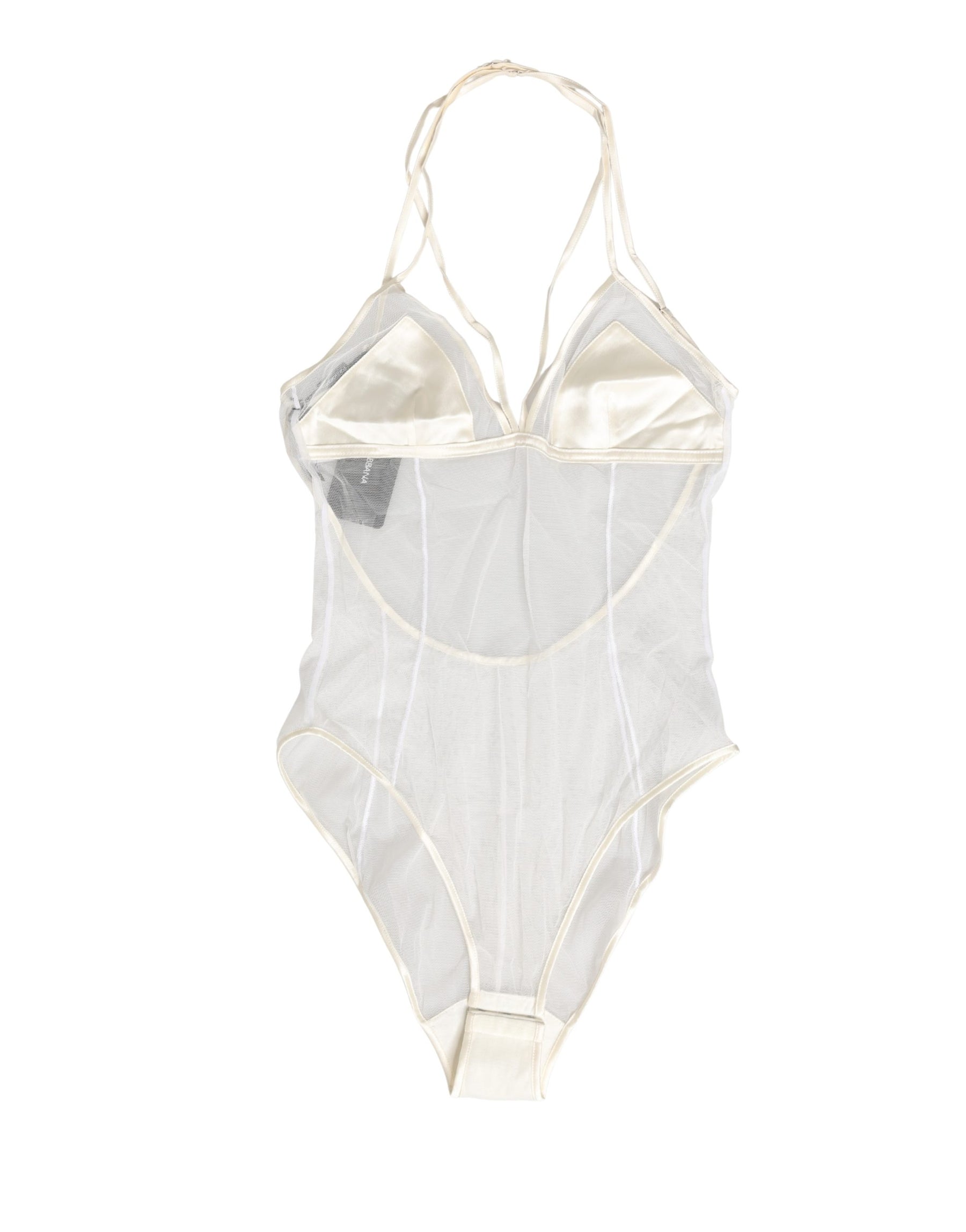 Dolce & Gabbana White Sheer Nylon Bodysuit Halterneck Underwear | Regal Royce