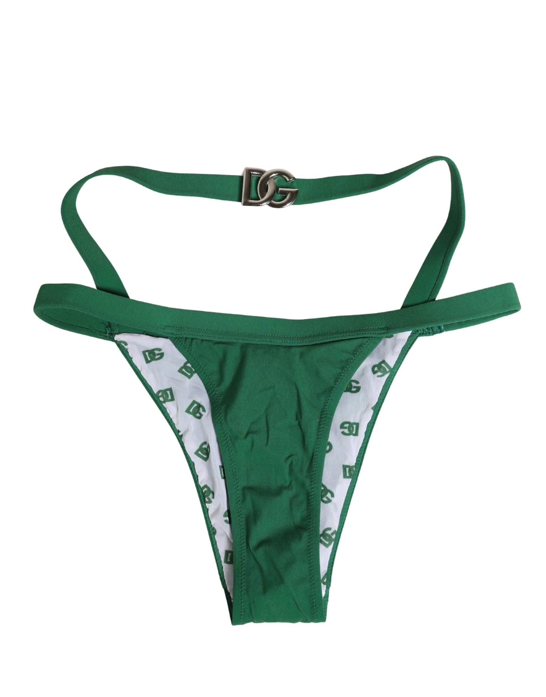 Dolce & Gabbana Green Logo Plaque Nylon Brief Panty Underwear | Regal Royce