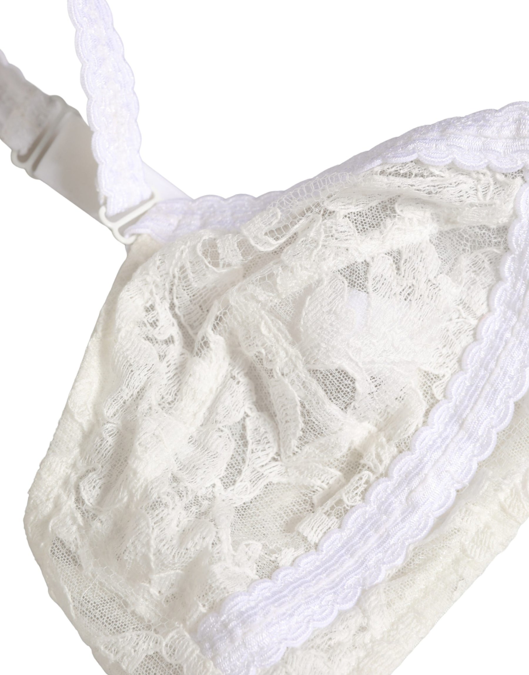 Dolce & Gabbana White Cotton Lace Wireless Soft Cup Bra Underwear | Regal Royce