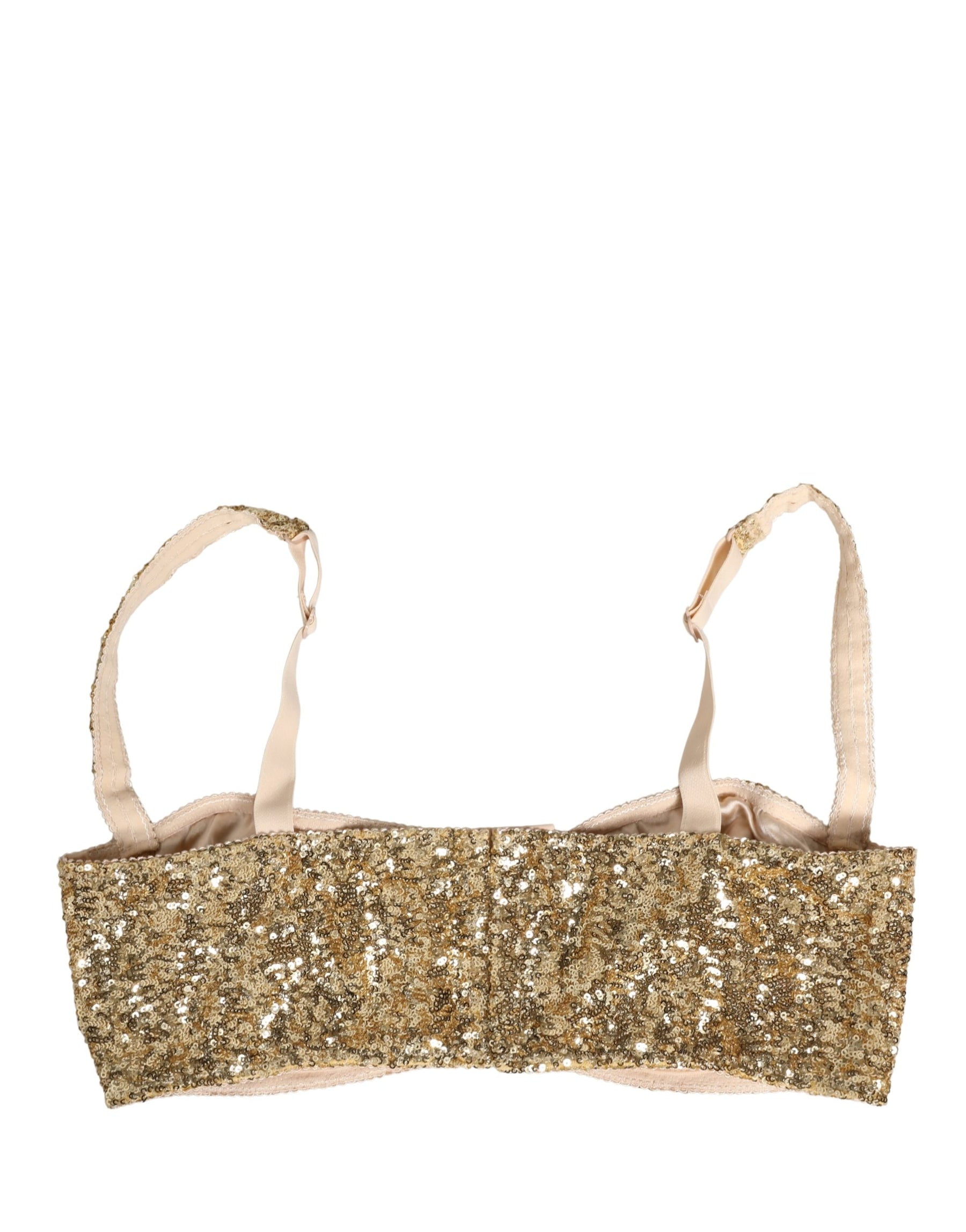 Dolce & Gabbana Gold Sequined Semi-Pad Underwire Bra Underwear | Regal Royce