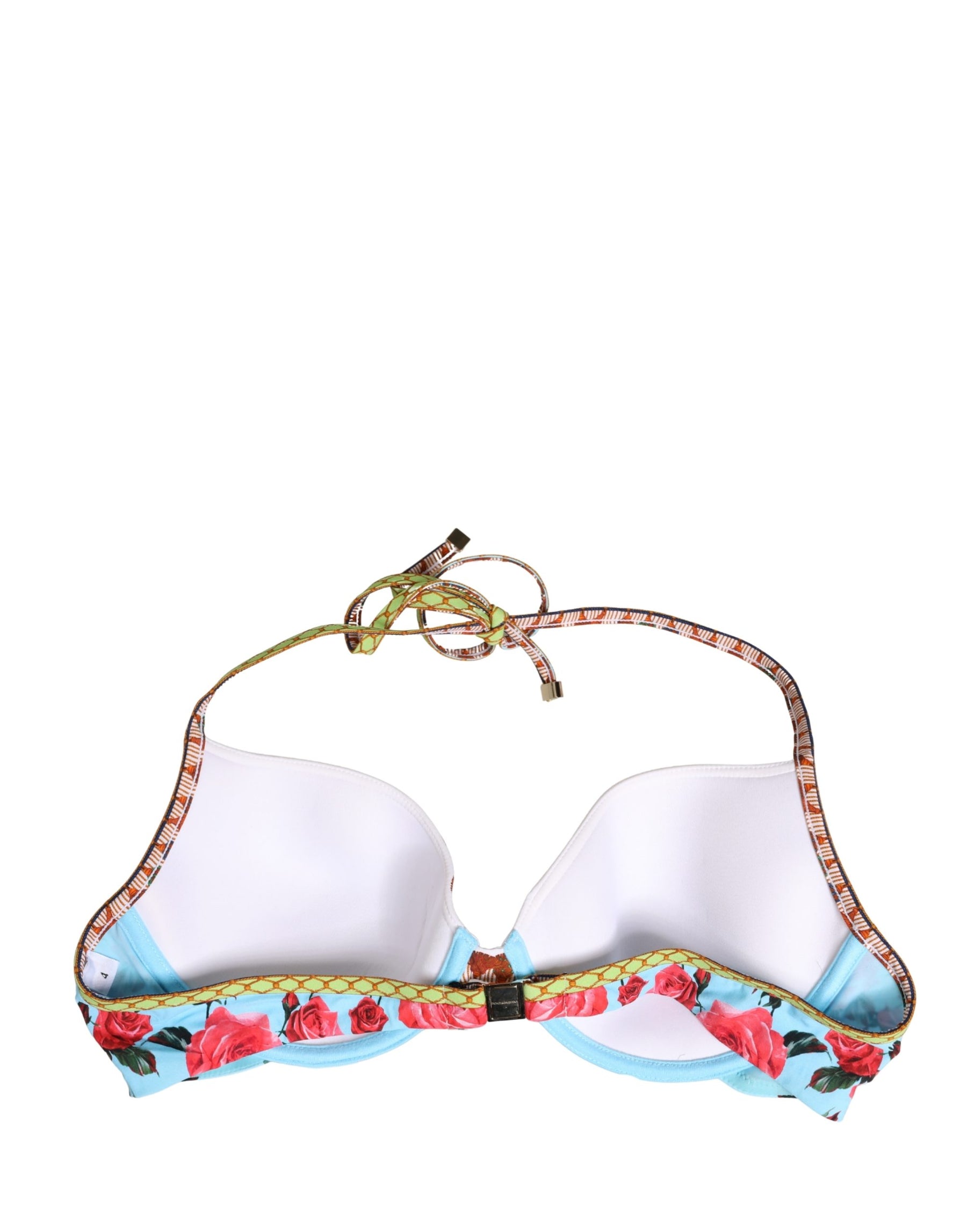 Dolce & Gabbana Multicolor Floral Print Halter Bikini Top Swimwear | Regal Royce