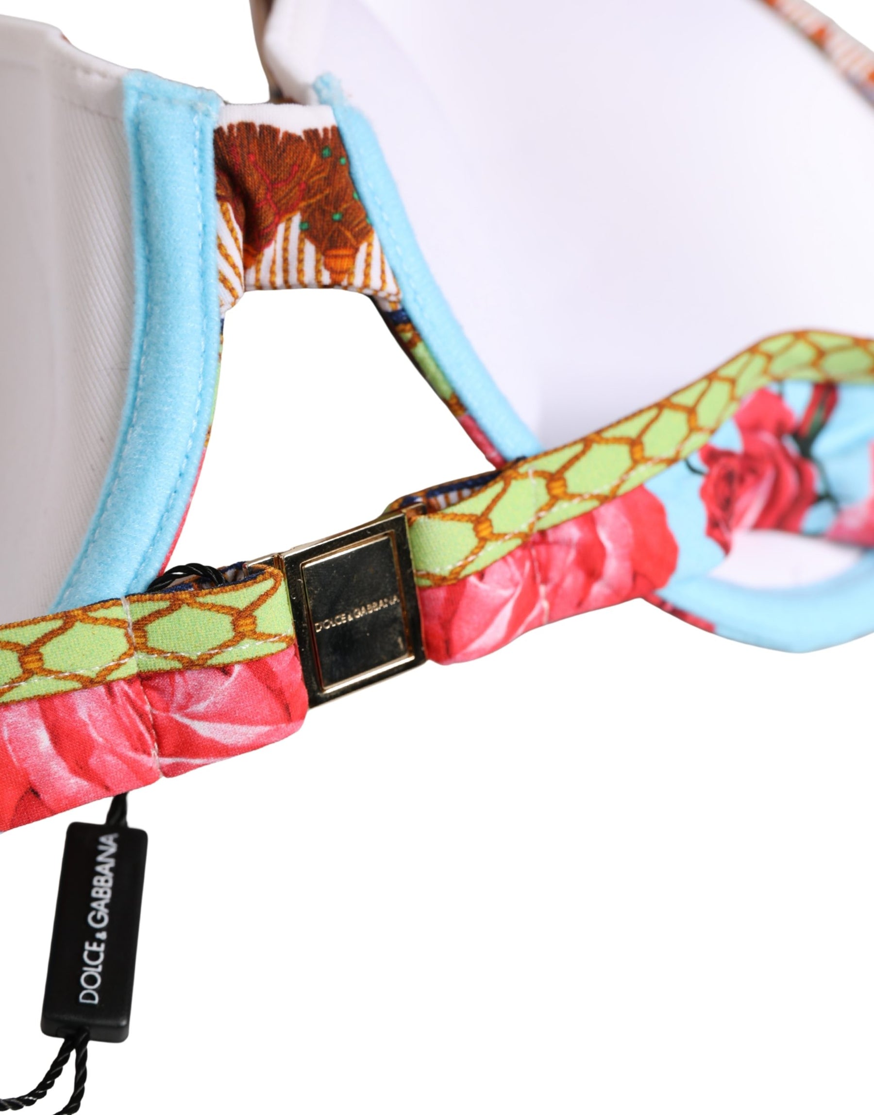 Dolce & Gabbana Multicolor Floral Print Halter Bikini Top Swimwear | Regal Royce