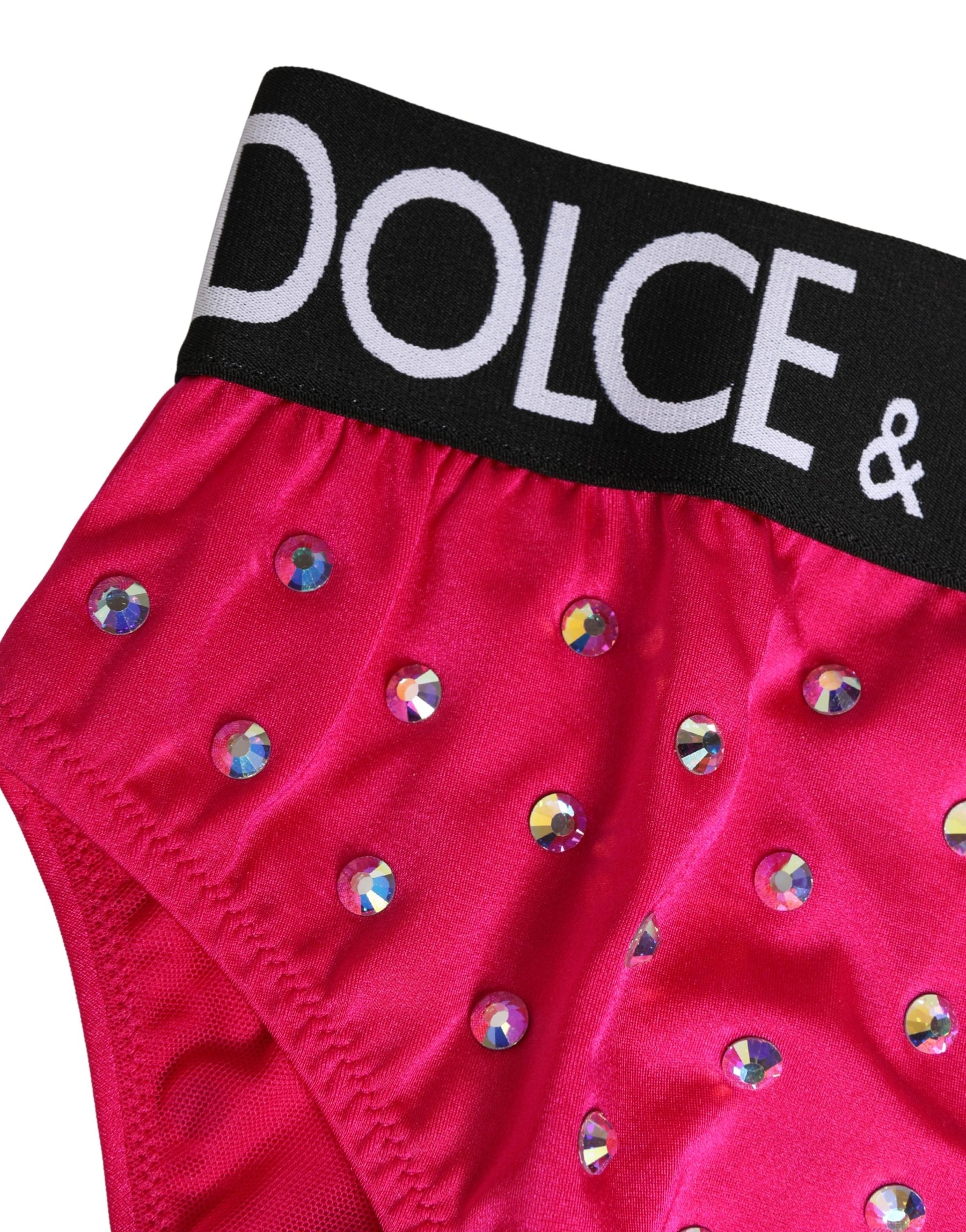 Dolce & Gabbana Pink Crystal High Waist Brief Panty Underwear | Regal Royce