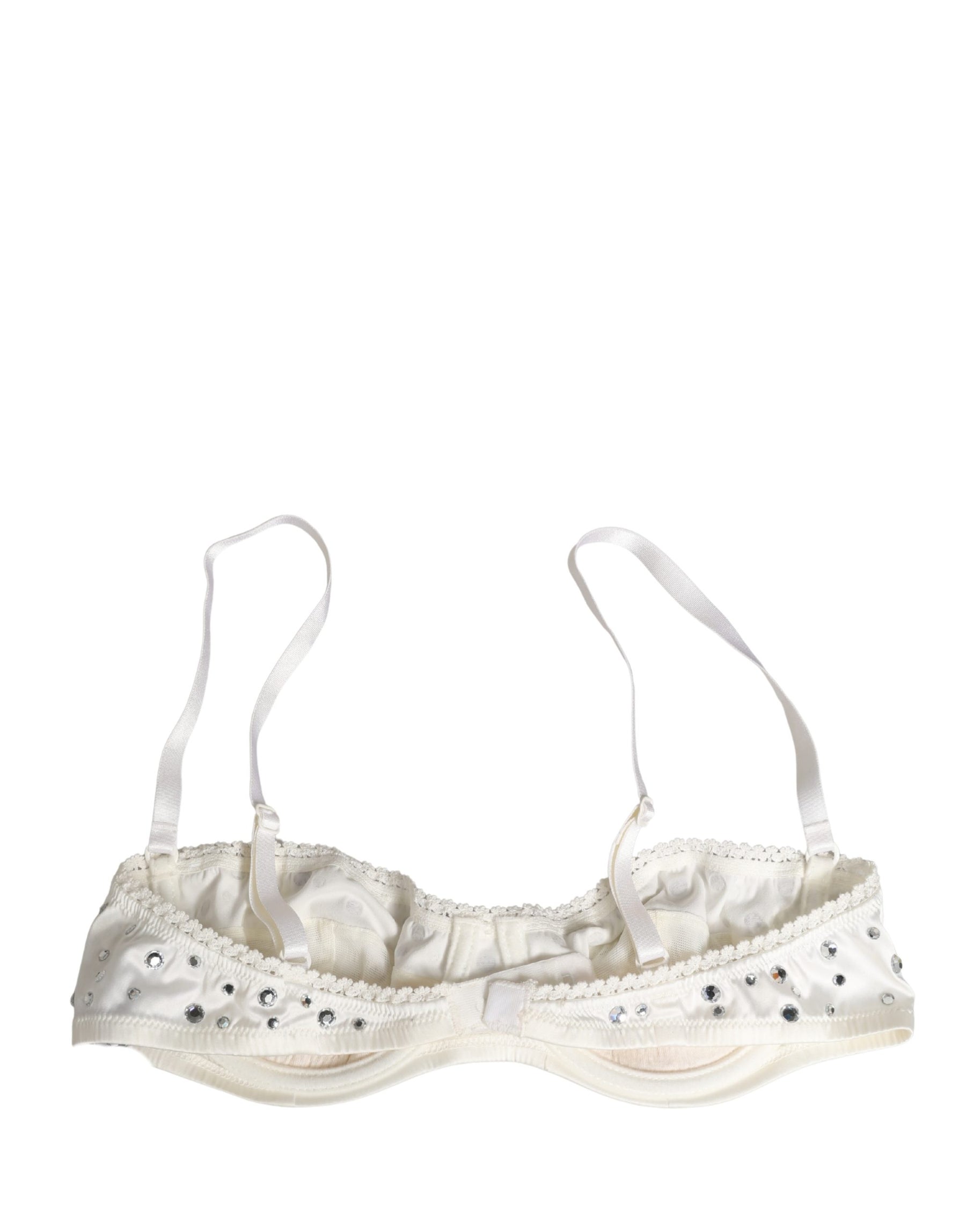 Dolce & Gabbana White Rhinestone Semi-Pad Underwire Bra Underwear | Regal Royce