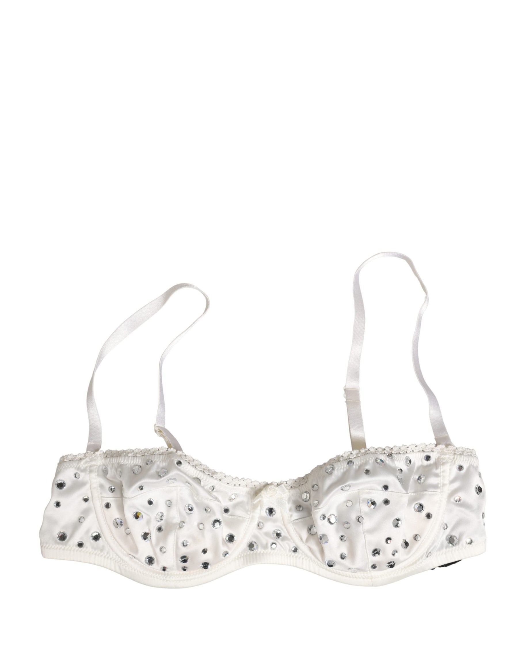 Dolce & Gabbana White Rhinestone Semi-Pad Underwire Bra Underwear | Regal Royce