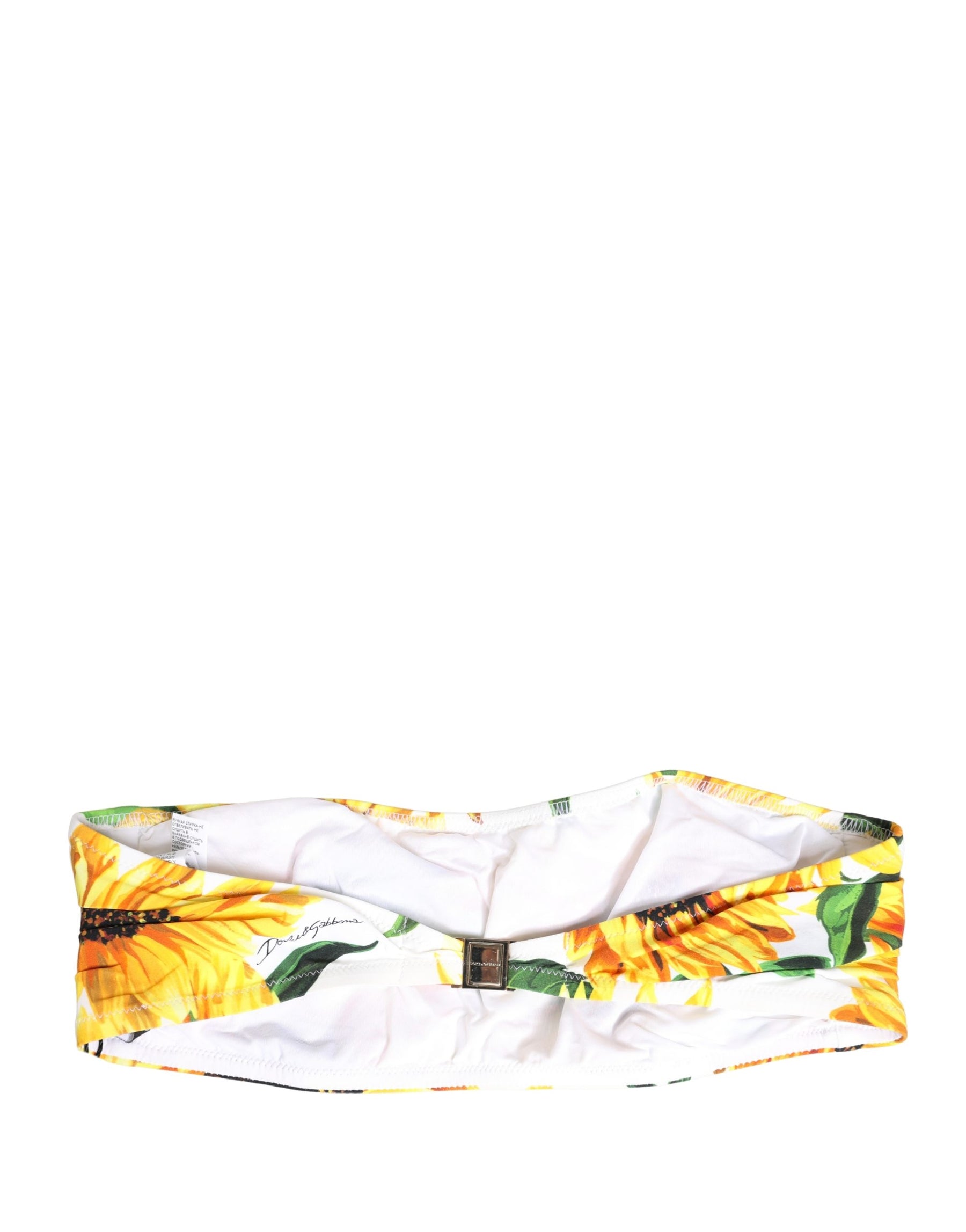 Dolce & Gabbana Multicolor Sunflower Print Bandeau Top Swimwear | Regal Royce