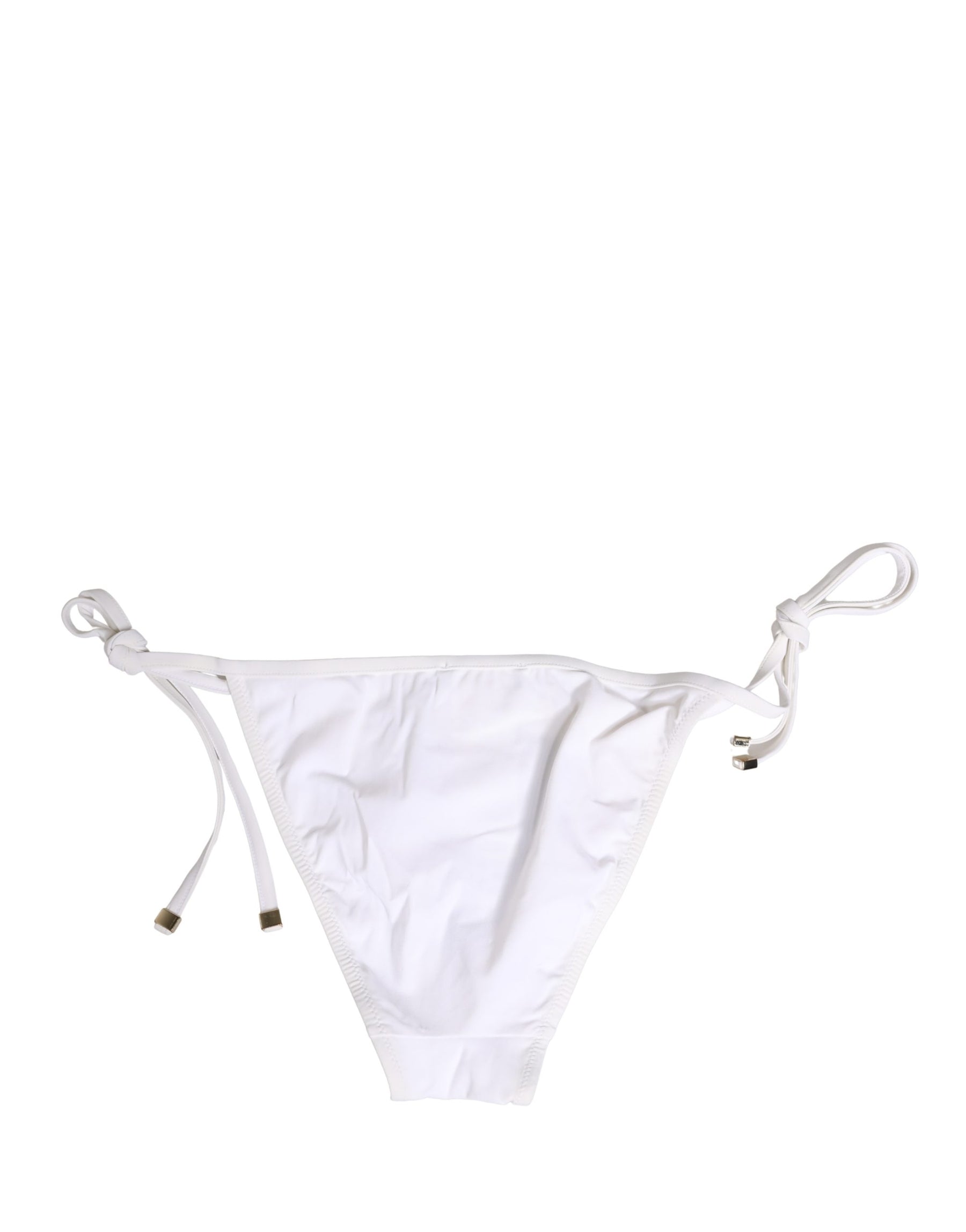 Dolce & Gabbana White Nylon DG Logo Plaque Bikini Bottom Swimwear | Regal Royce