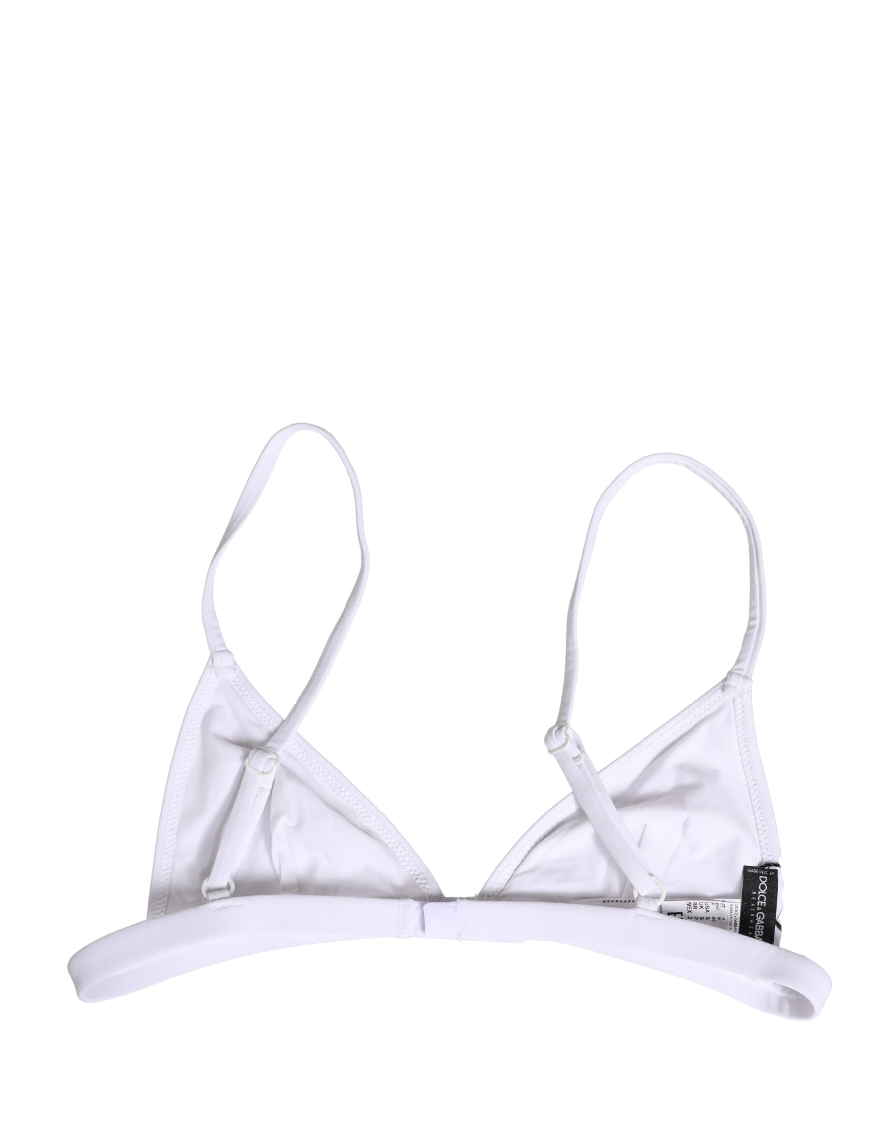 Dolce & Gabbana White Nylon Triangle Beachwear Bikini Top Swimwear | Regal Royce