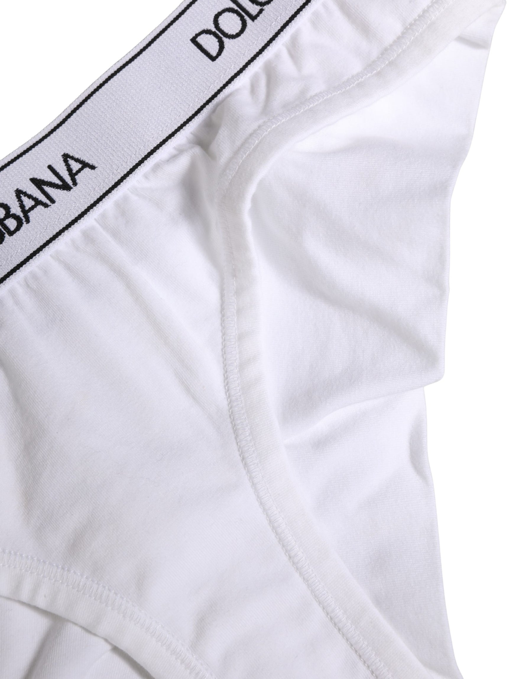 Dolce & Gabbana White Cotton Logo Waistband Brief Panty Underwear | Regal Royce
