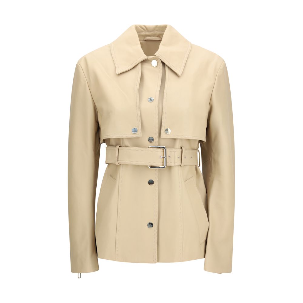 Max Mara Beige Lamb Ovis Aries Aries Leather Jacket | Regal Royce