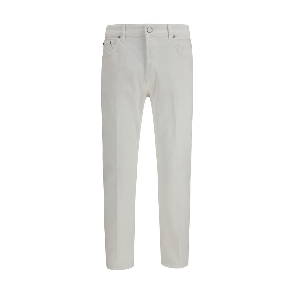 PT Torino White Cotton Tapered Jeans | Regal Royce