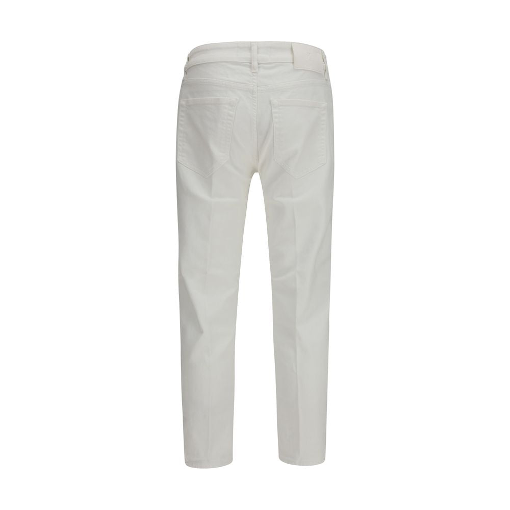 PT Torino White Cotton Tapered Jeans | Regal Royce