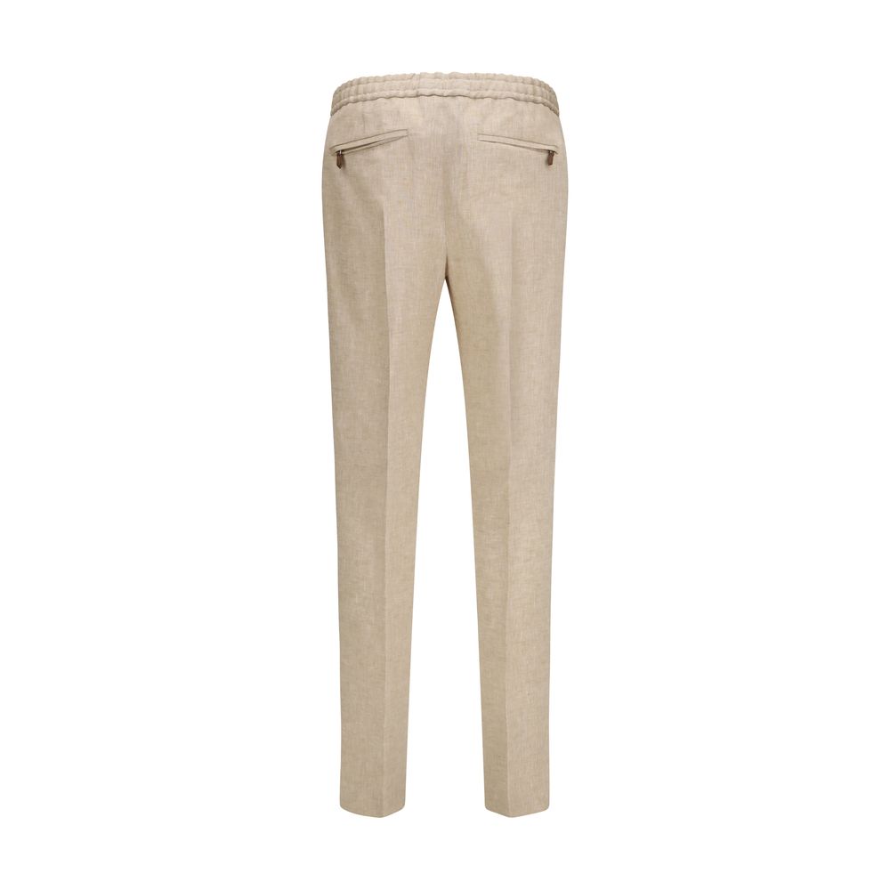 PT Torino Beige Linen Casual Pants | Regal Royce