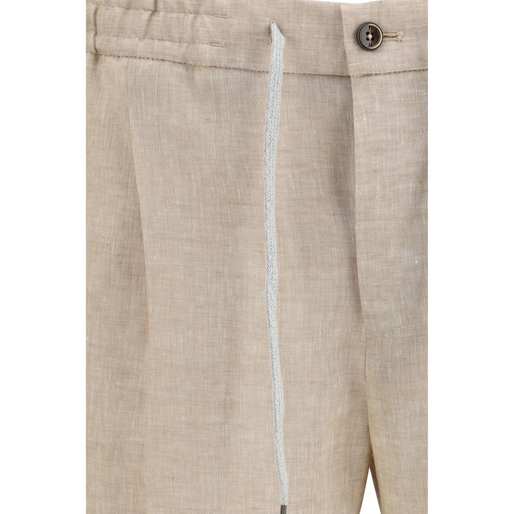 PT Torino Beige Linen Casual Pants | Regal Royce