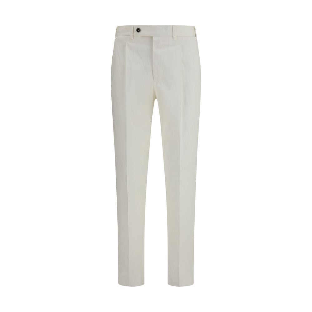 PT Torino White Cotton Casual Pants | Regal Royce