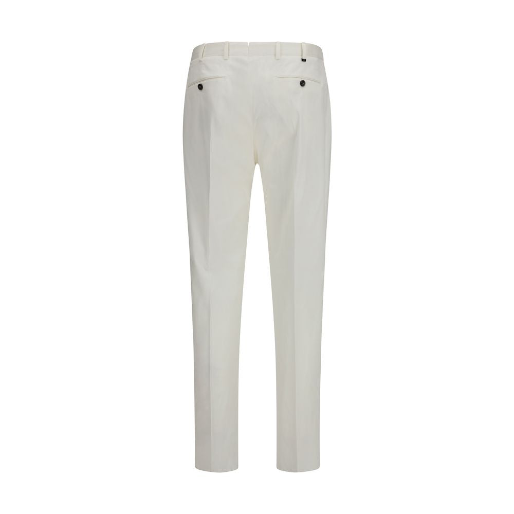 PT Torino White Cotton Casual Pants | Regal Royce