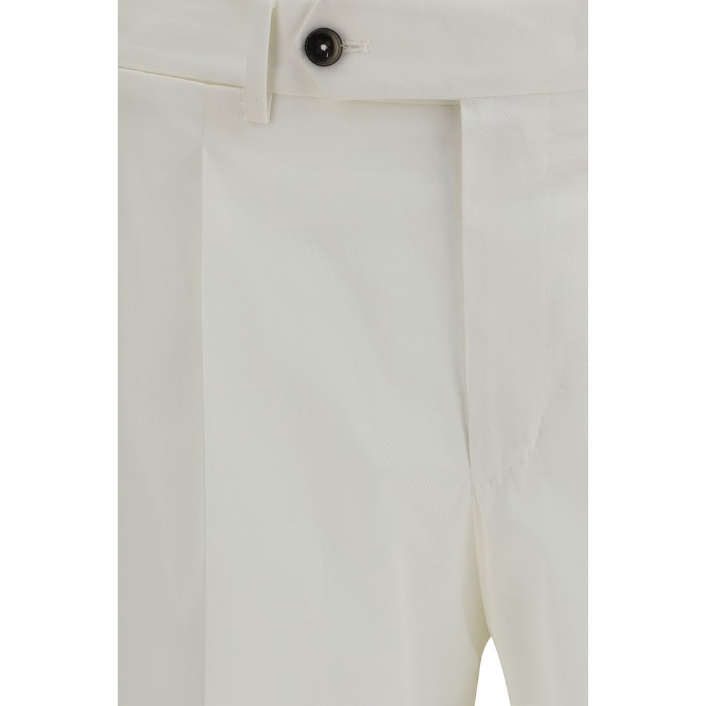 PT Torino White Cotton Casual Pants | Regal Royce