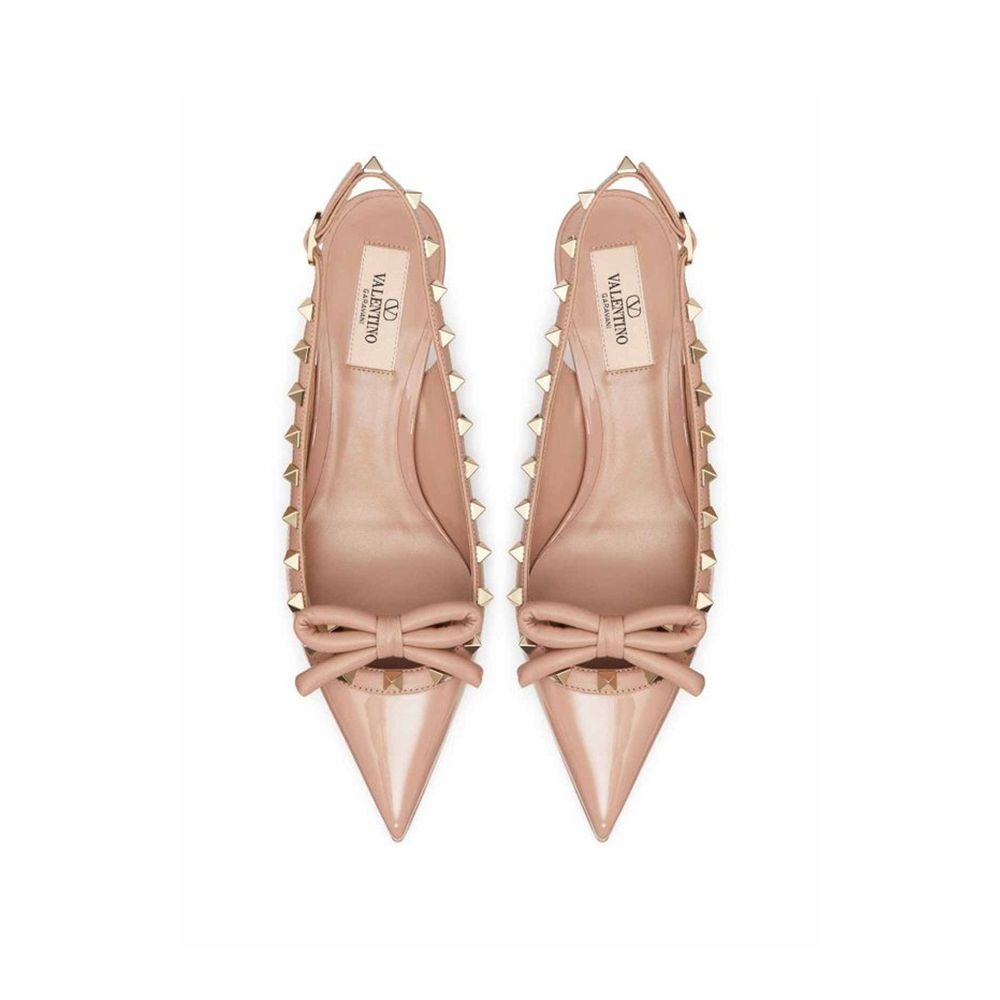 Valentino Garavani Beige Calfskin Mid Heel Pumps | Regal Royce