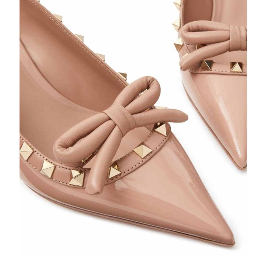 Valentino Garavani Beige Calfskin Mid Heel Pumps | Regal Royce