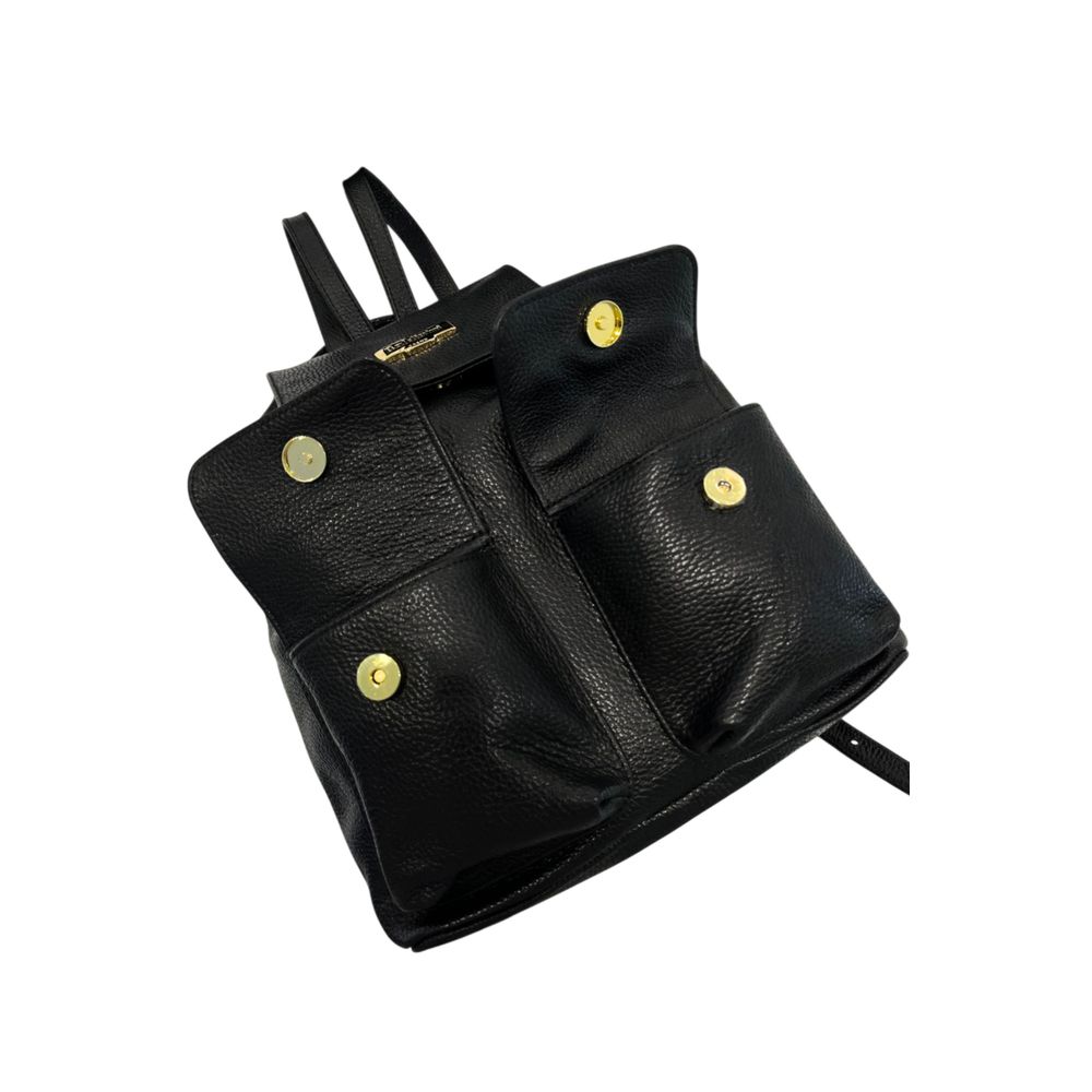 Baldinini Trend Black Leather Women Backpack | Regal Royce