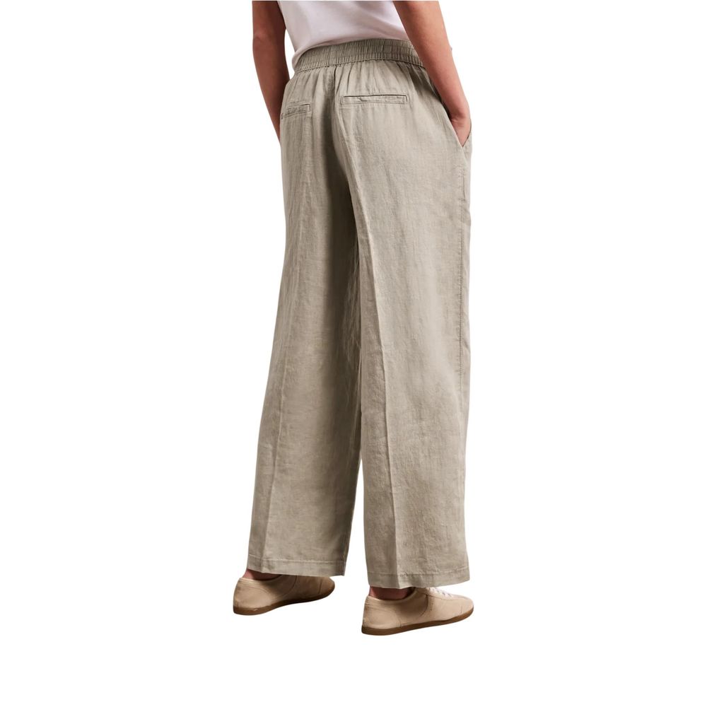 Street One Beige Linen Casual Pants | Regal Royce