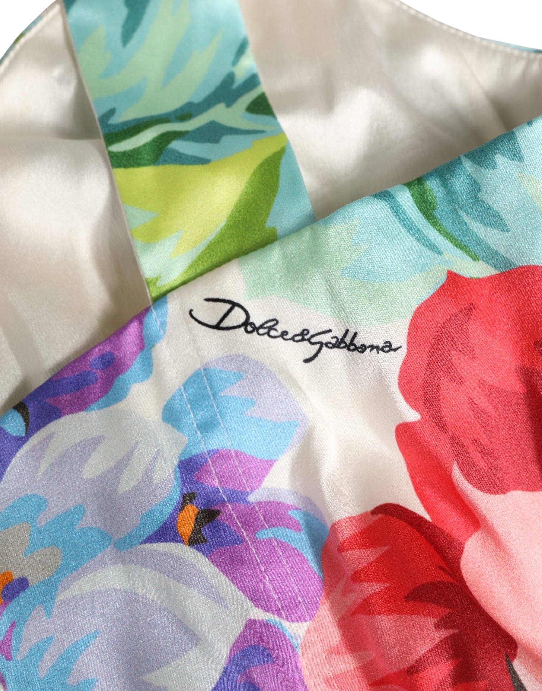 Dolce & Gabbana Multicolor Floral Print Silk Cropped Bustier Top | Regal Royce