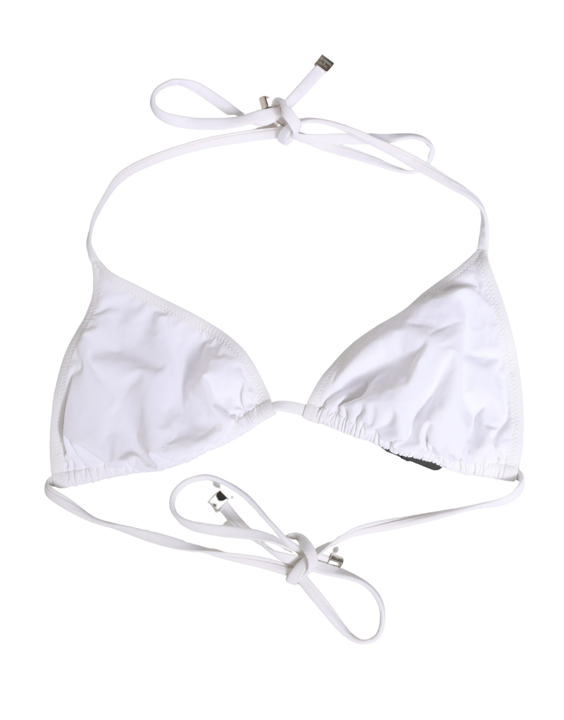 Dolce & Gabbana White Nylon Triangle Beachwear Bikini Top Swimwear | Regal Royce