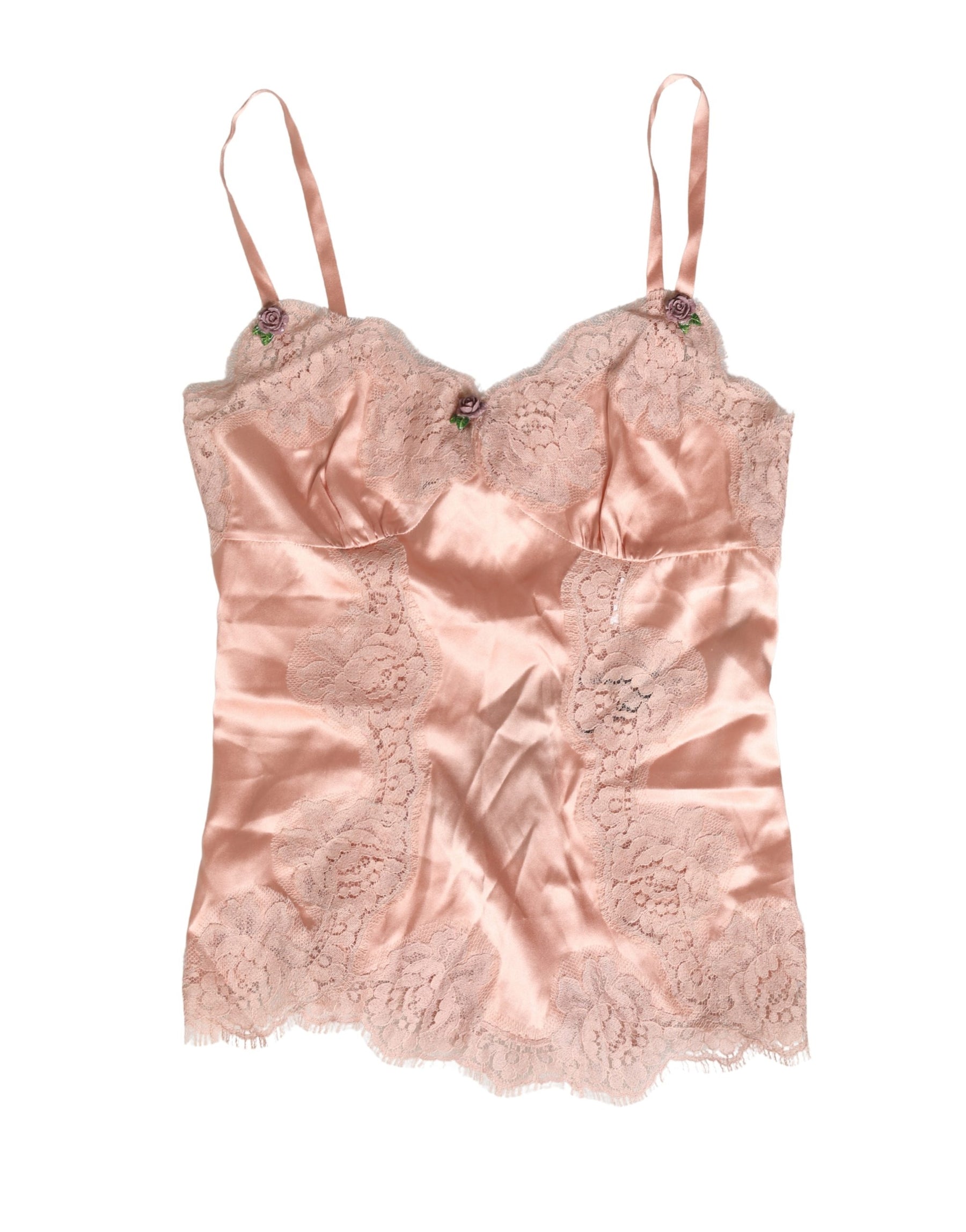 Dolce & Gabbana Pink Lace Silk Satin Tank Lingerie Sleepwear | Regal Royce