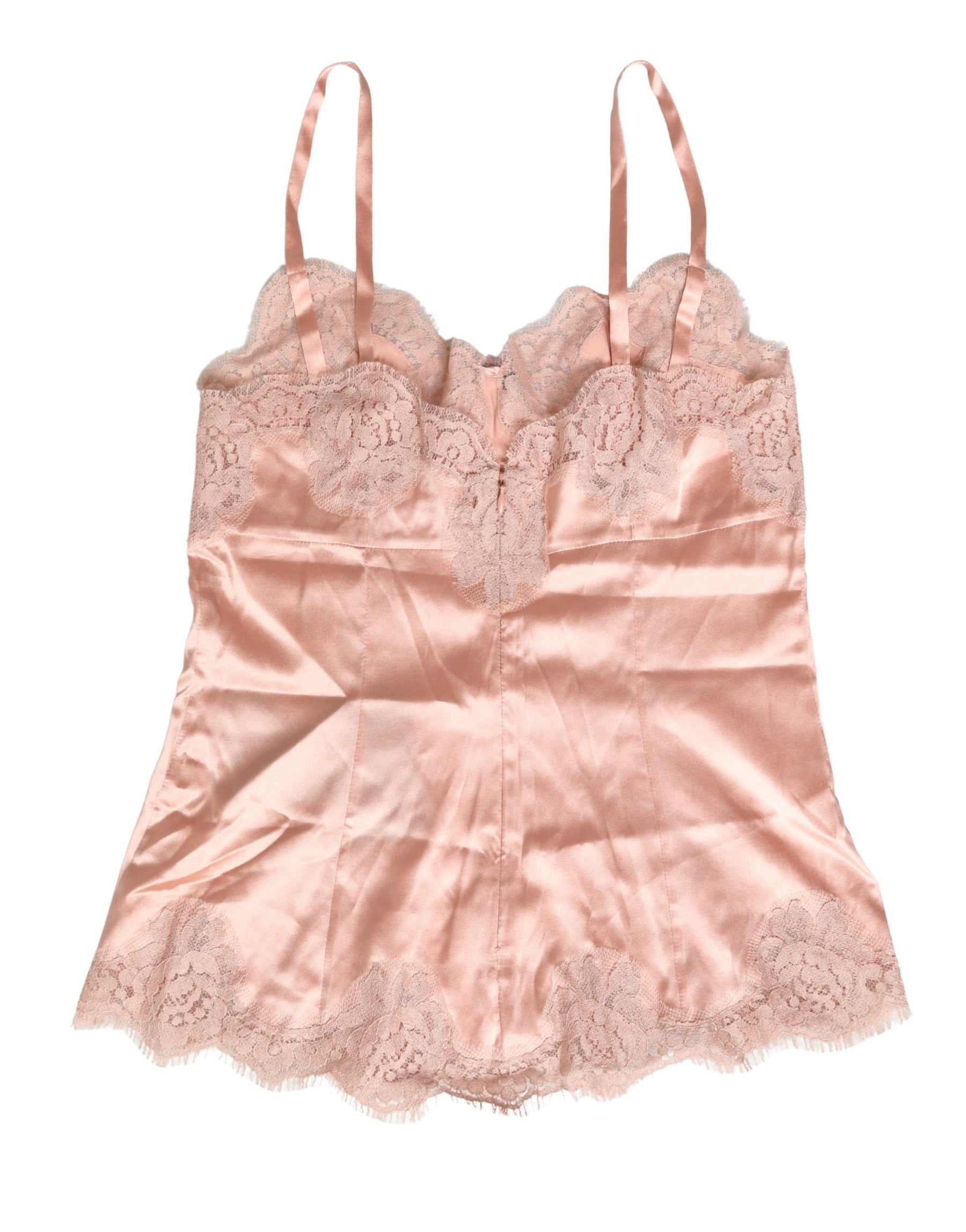 Dolce & Gabbana Pink Lace Silk Satin Tank Lingerie Sleepwear | Regal Royce