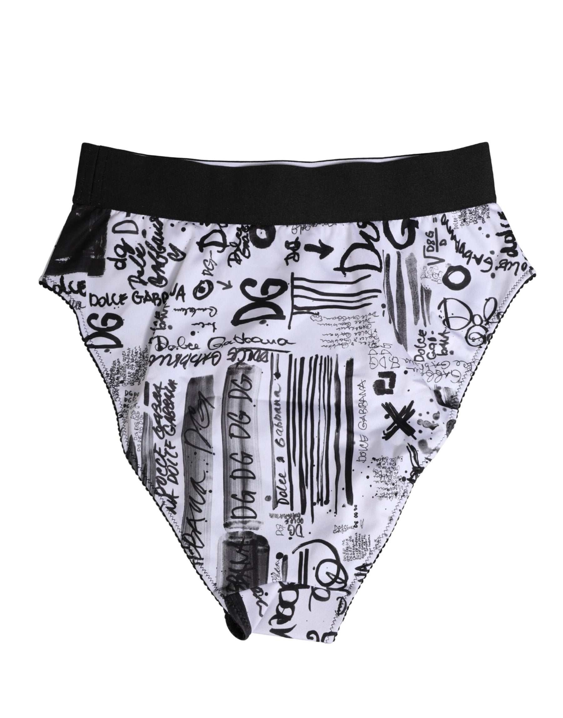 Dolce & Gabbana Black White Graphic Logo High Brief Underwear | Regal Royce