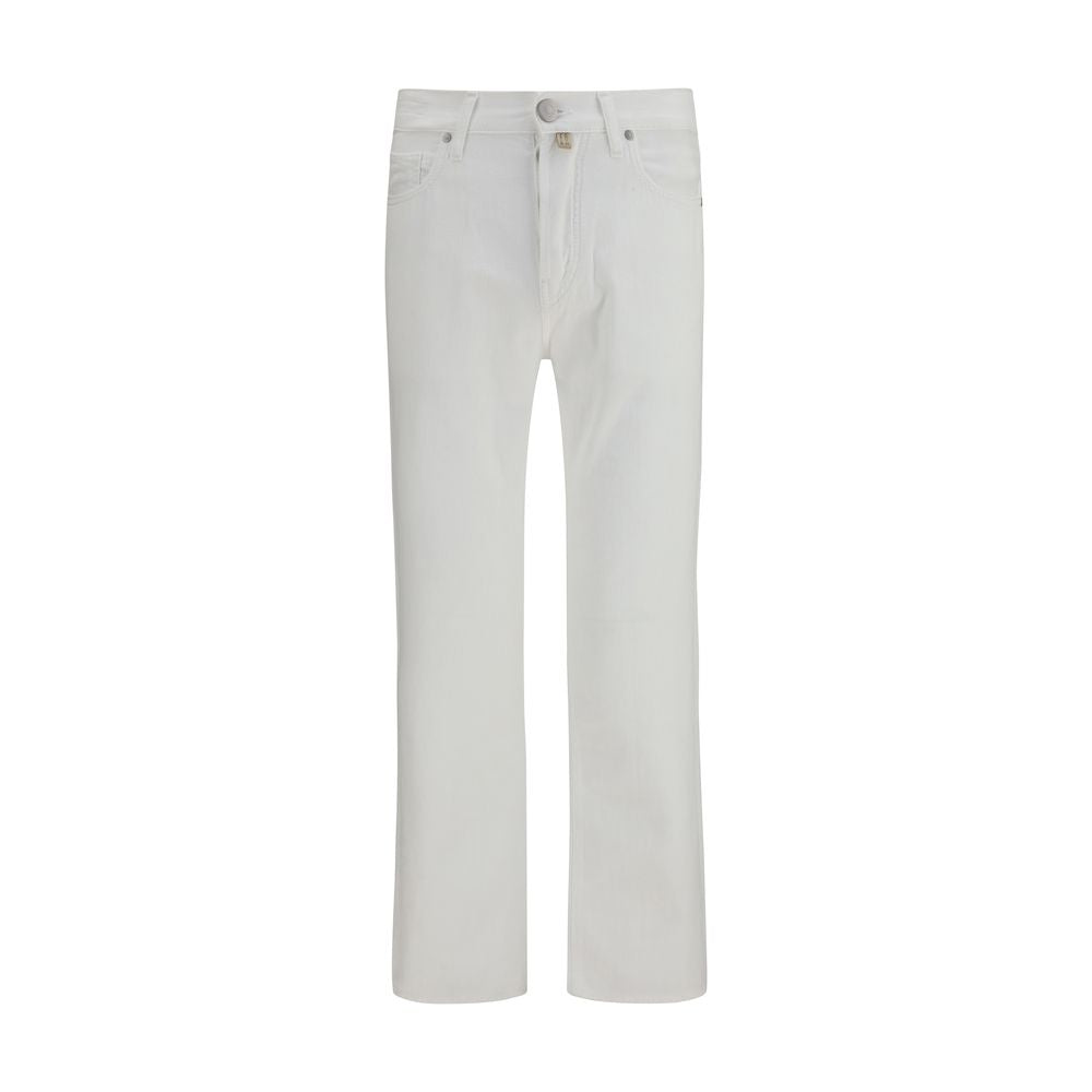 Jacob Cohen White Cotton Straight-Leg Jeans | Regal Royce
