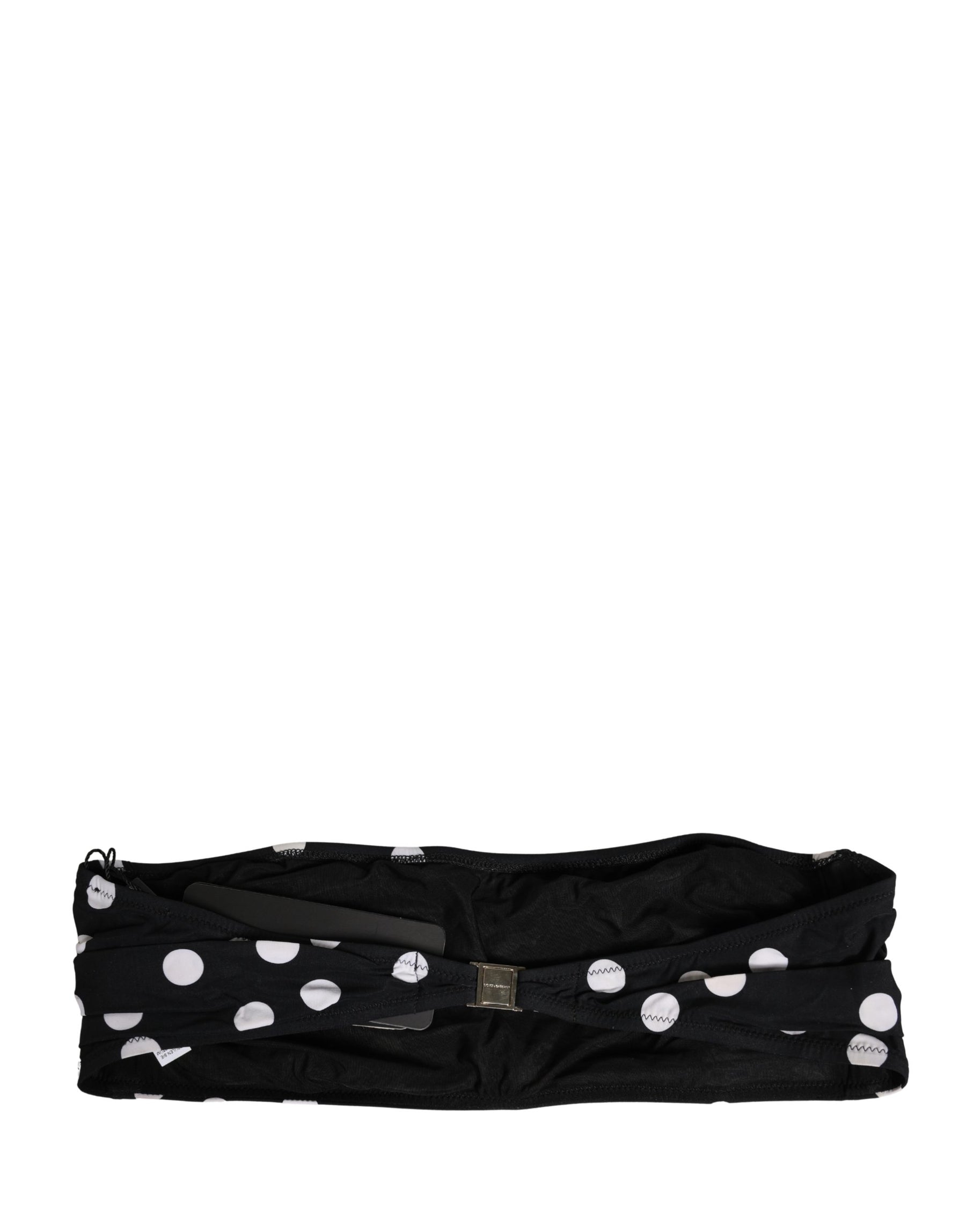 Dolce & Gabbana Black White Polka Dot Bandeau Beachwear Swimwear | Regal Royce