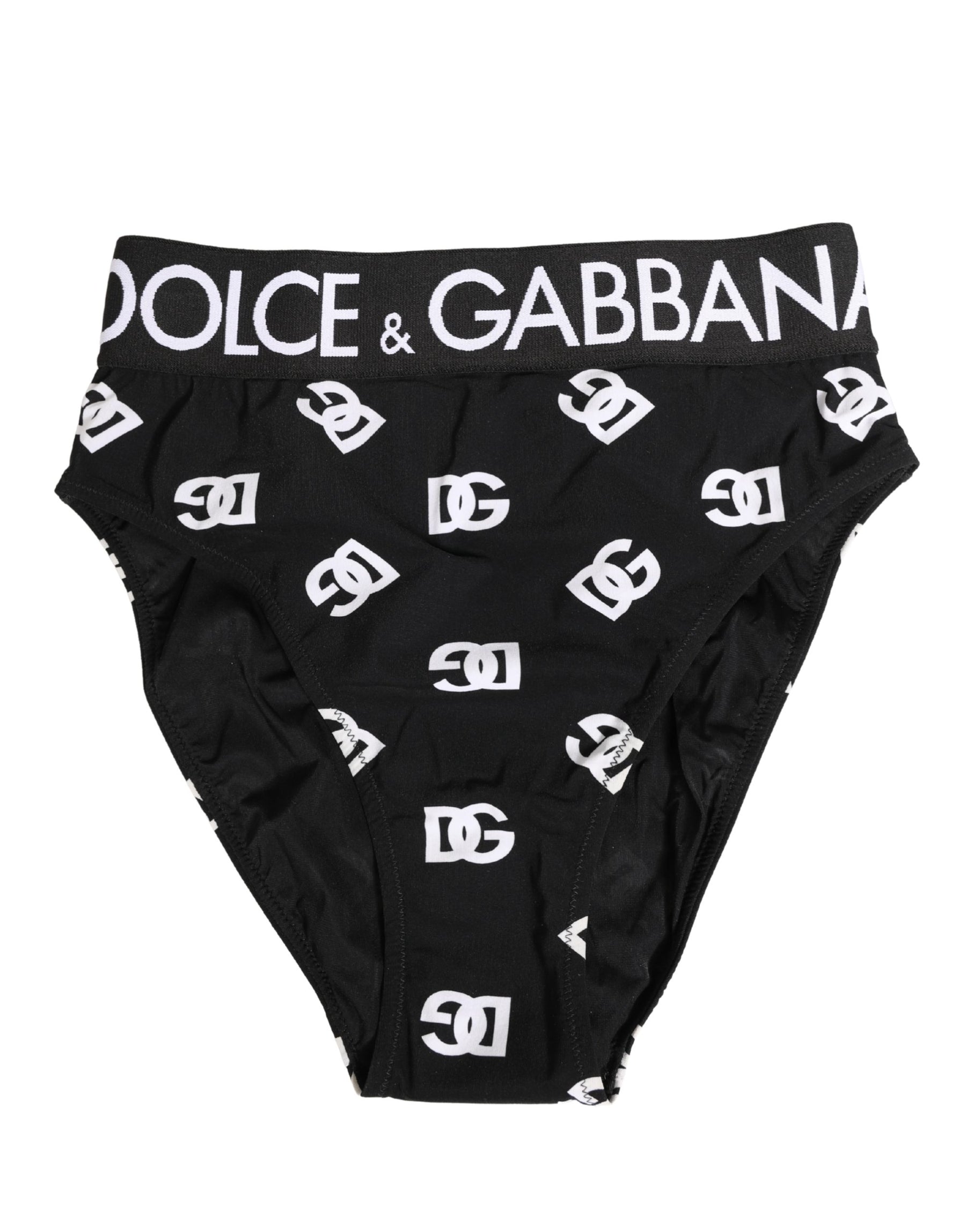 Dolce & Gabbana White Black Logo Waistband Midi Brief Underwear | Regal Royce
