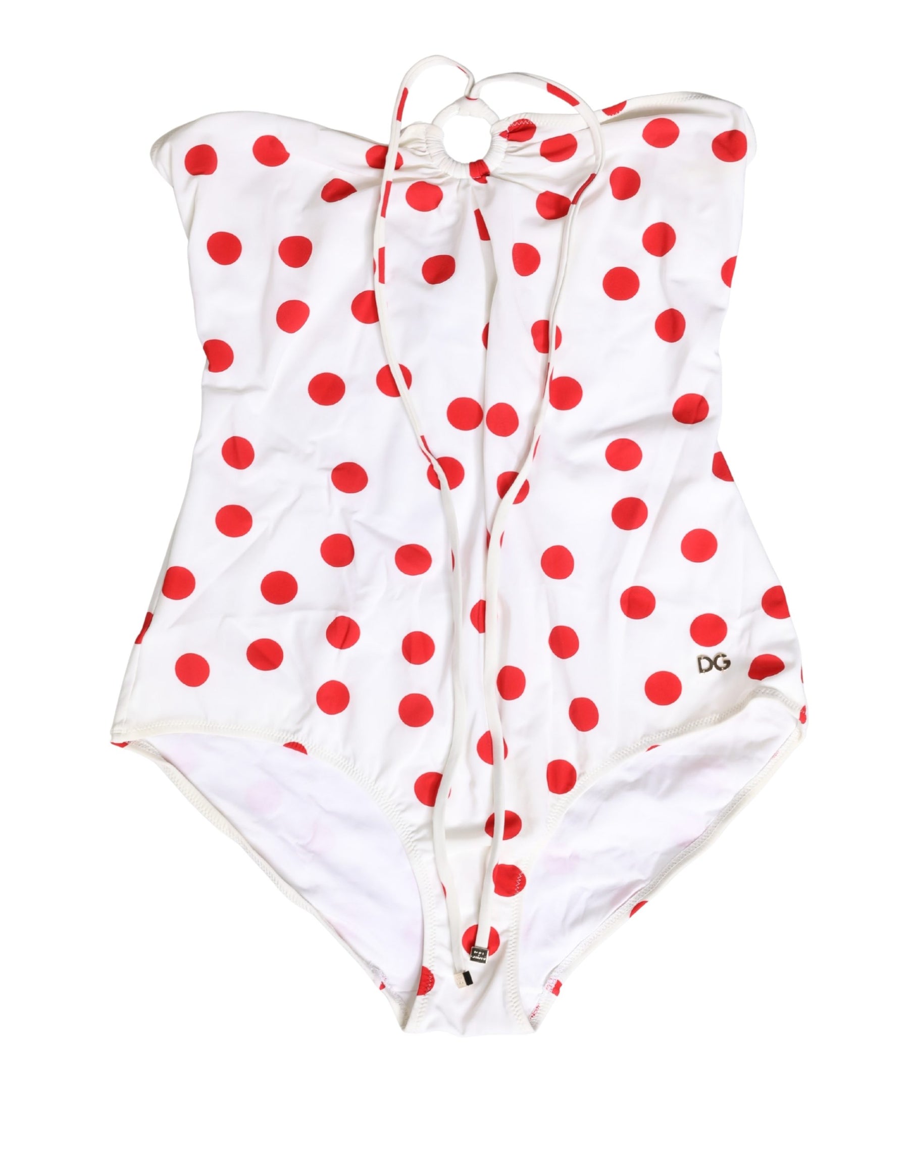 Dolce & Gabbana White Polka Dot One-Piece Swimsuit Swimwear | Regal Royce