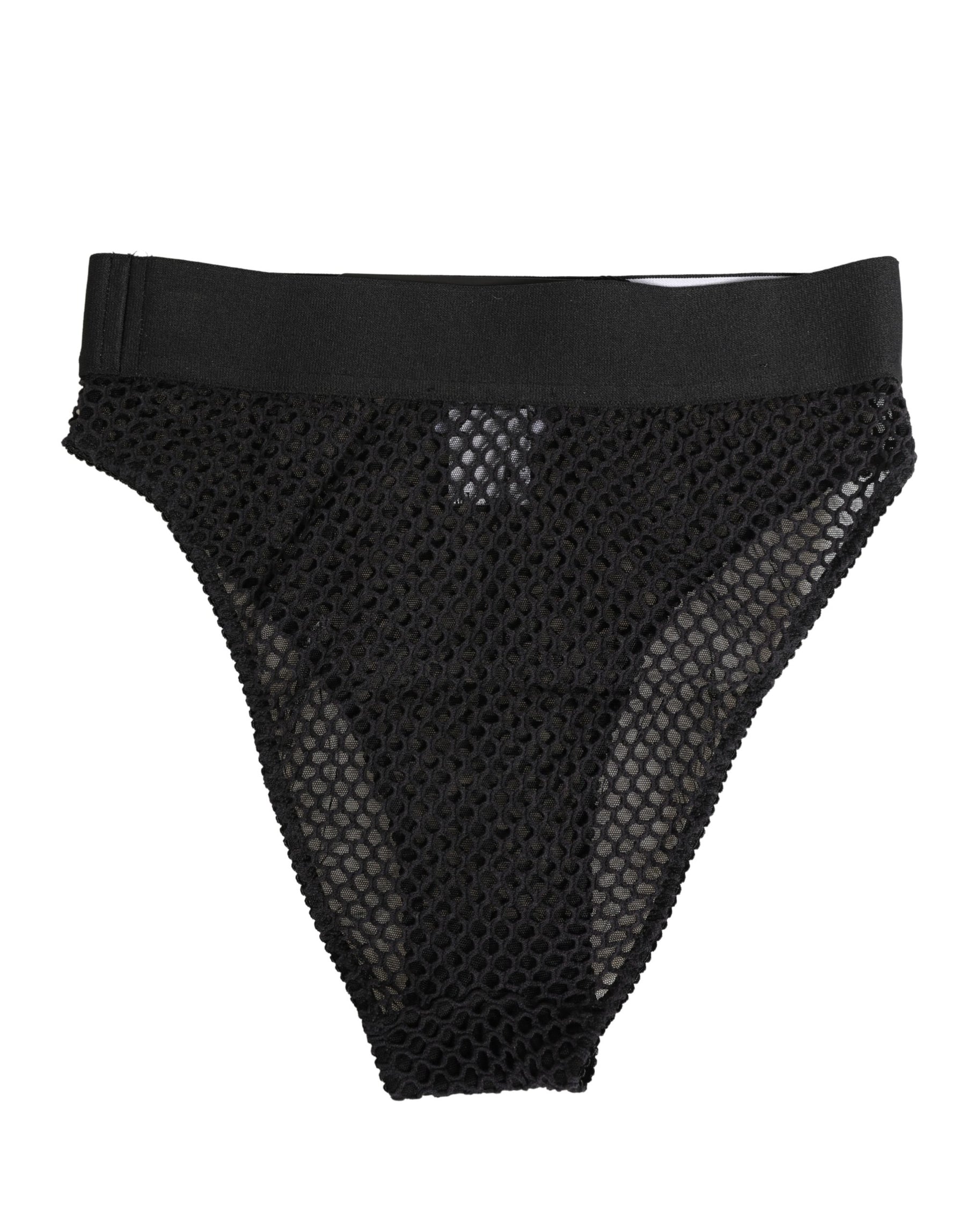 Dolce & Gabbana Black Cotton Mesh High Brief Panty Underwear | Regal Royce
