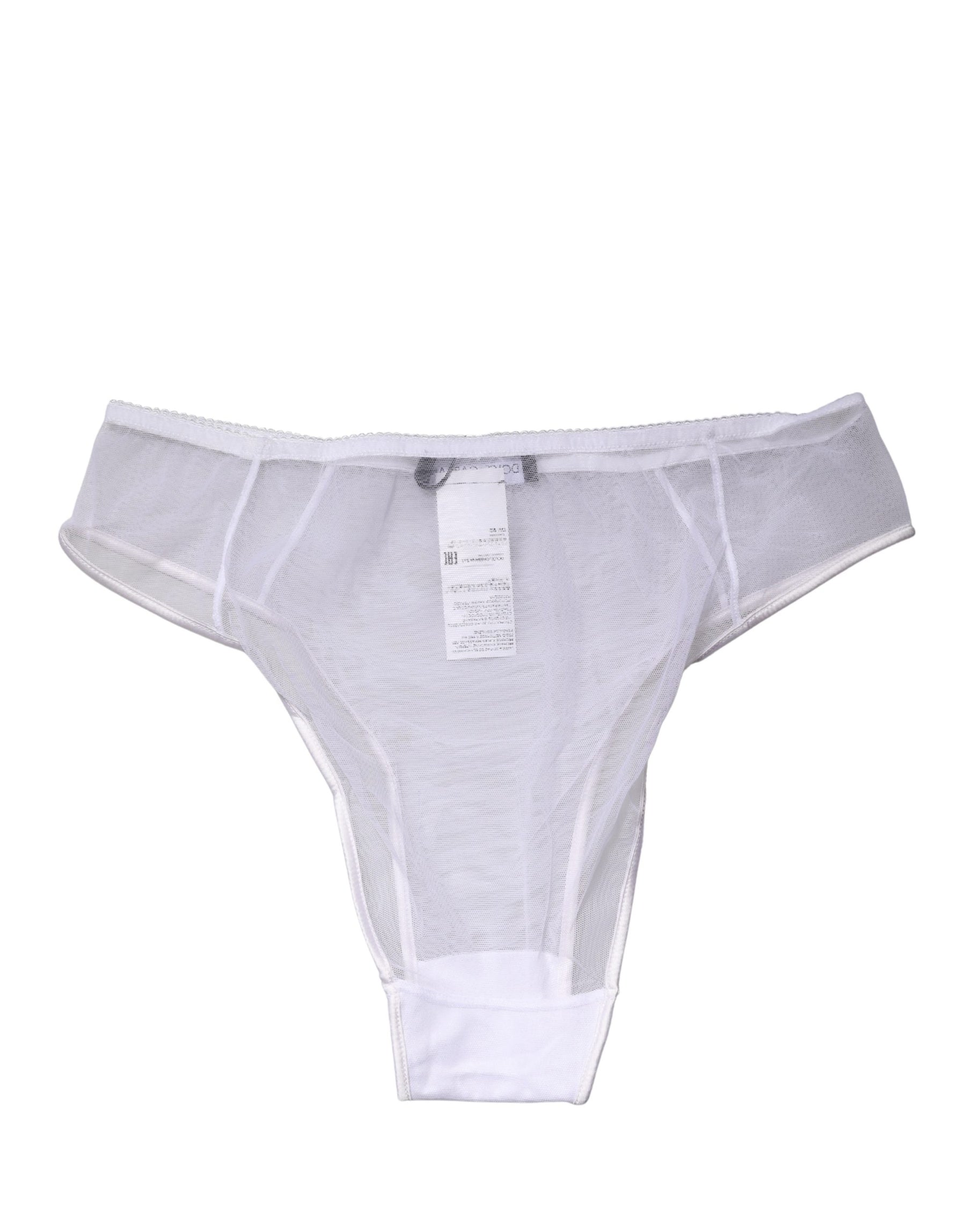 Dolce & Gabbana White Sheer Silk Stretch High Brief Underwear | Regal Royce