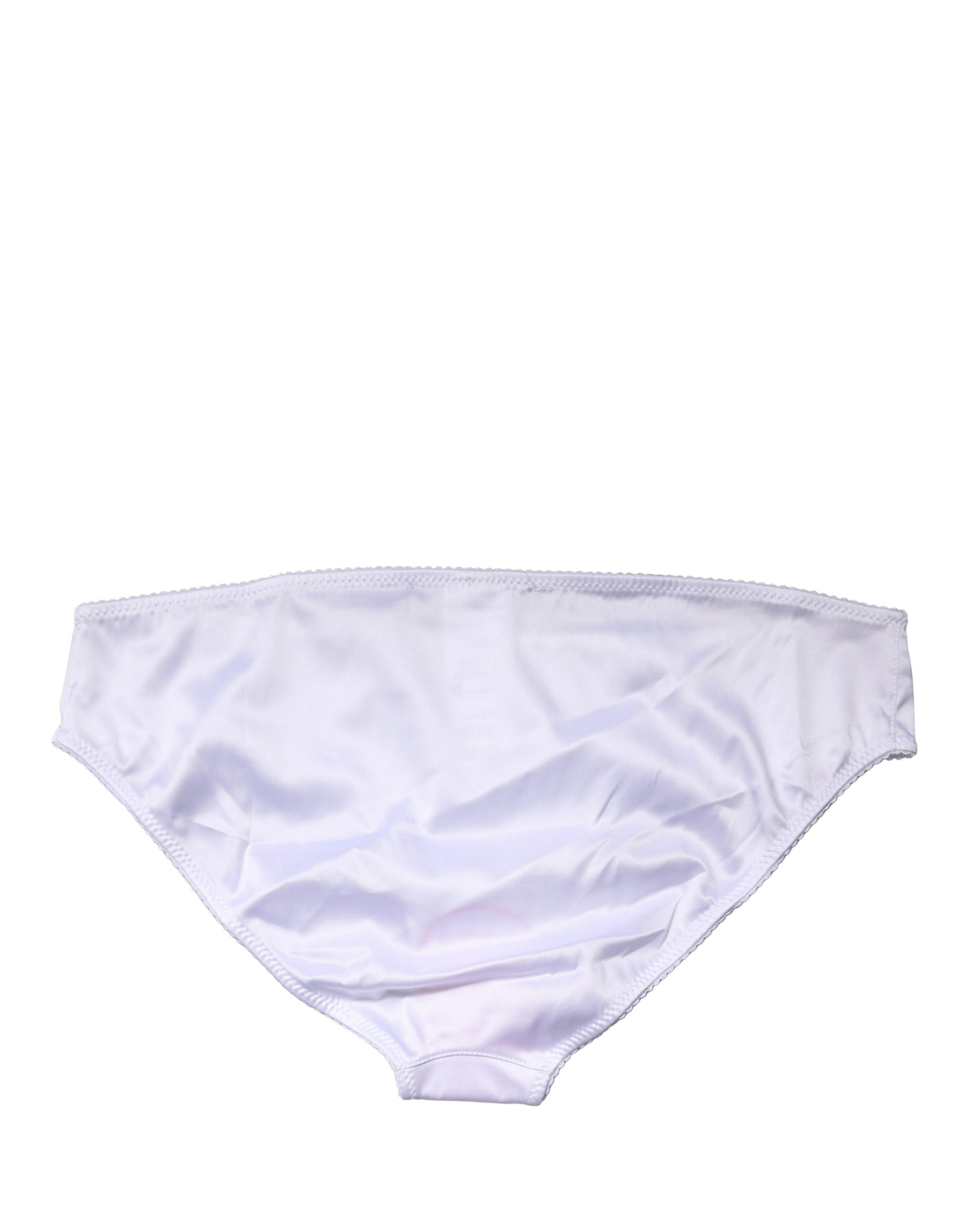 Dolce & Gabbana White Silk Stretch Mid Waist Brief Panty Underwear | Regal Royce