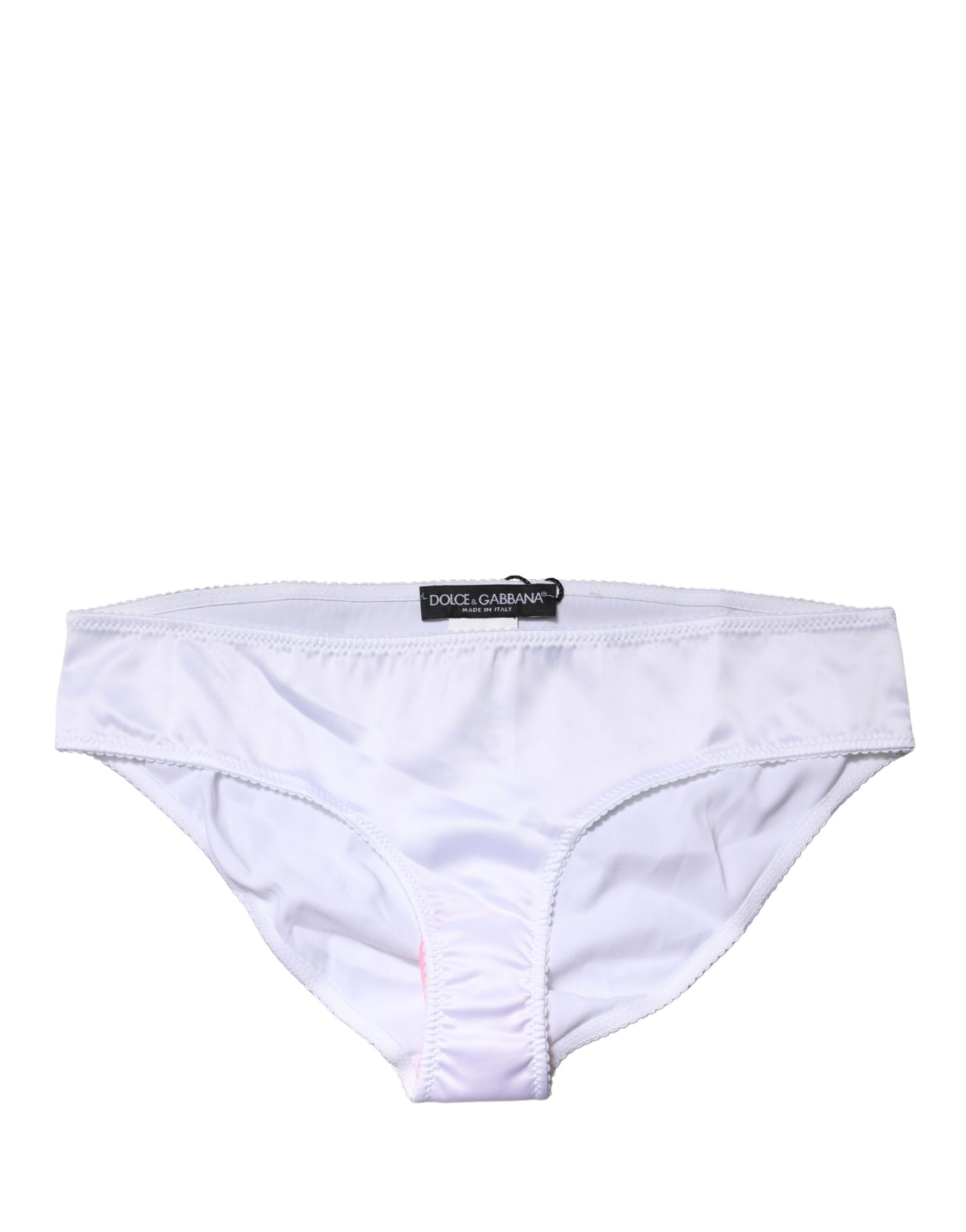 Dolce & Gabbana White Silk Stretch Mid Waist Brief Panty Underwear | Regal Royce