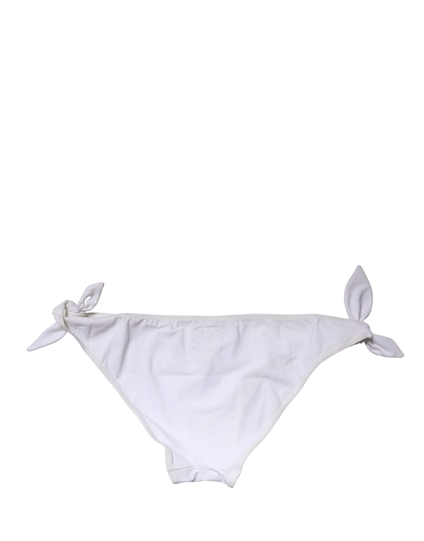Dolce & Gabbana White Side-Tie Bikini Bottom Swimsuit Swimwear | Regal Royce