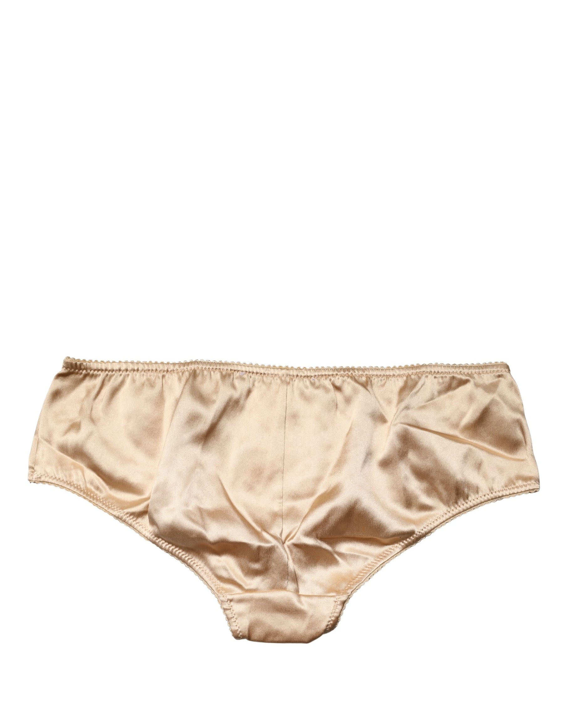 Dolce & Gabbana Beige Silk Stretch Mid Waist Brief Panty Underwear | Regal Royce