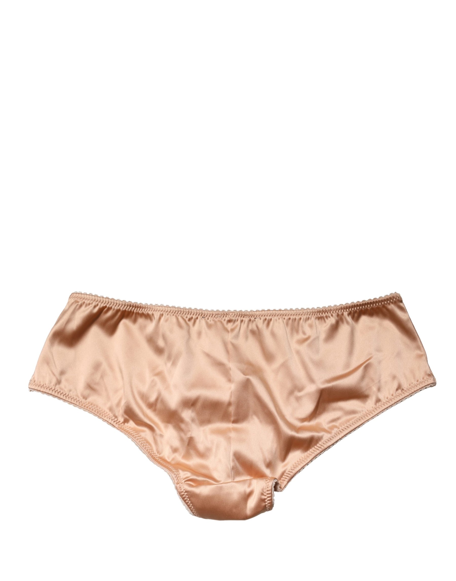 Dolce & Gabbana Beige Silk Stretch Mid Waist Brief Panty Underwear | Regal Royce