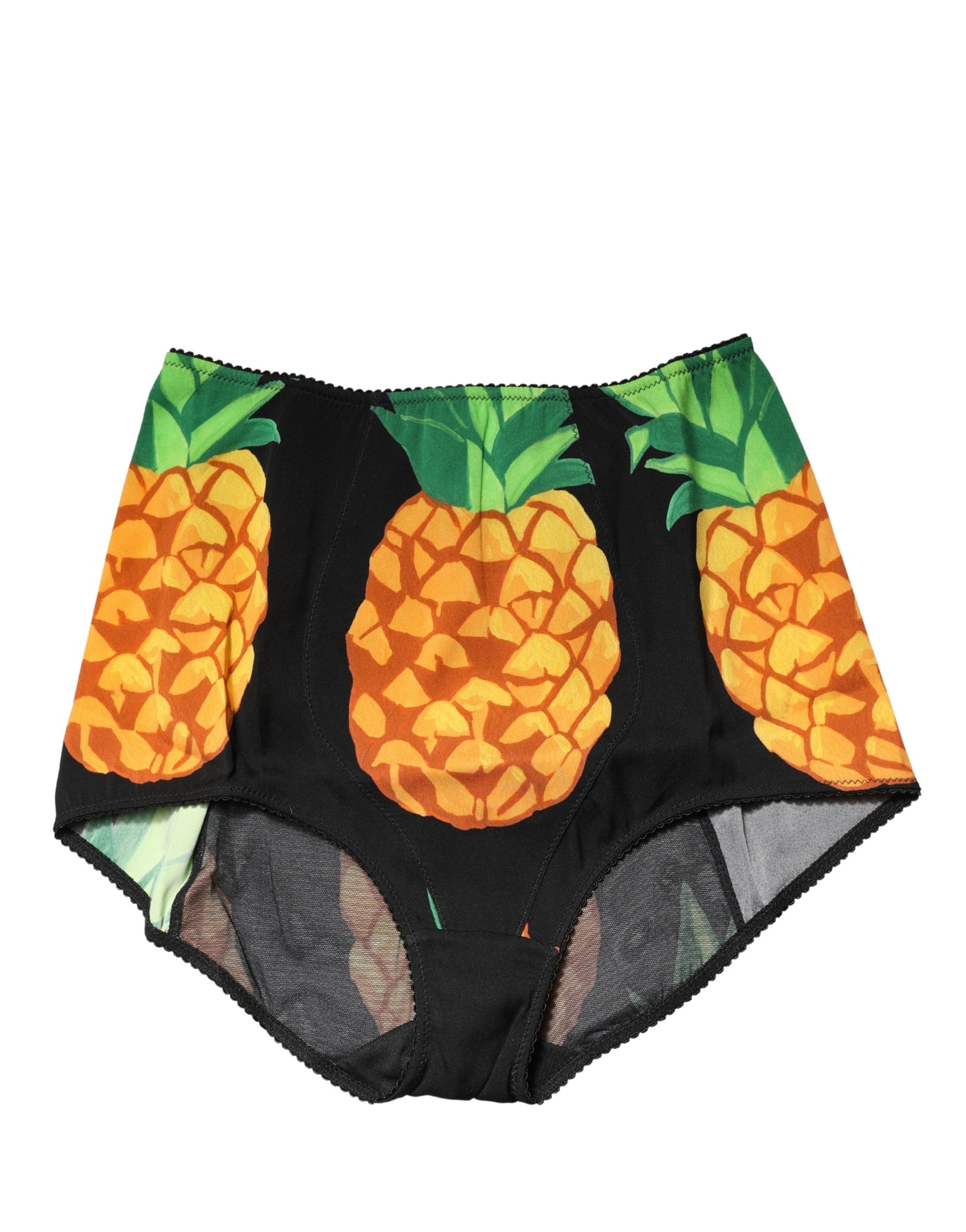 Dolce & Gabbana Black Pineapple High Waist Girdle Panty Underwear | Regal Royce